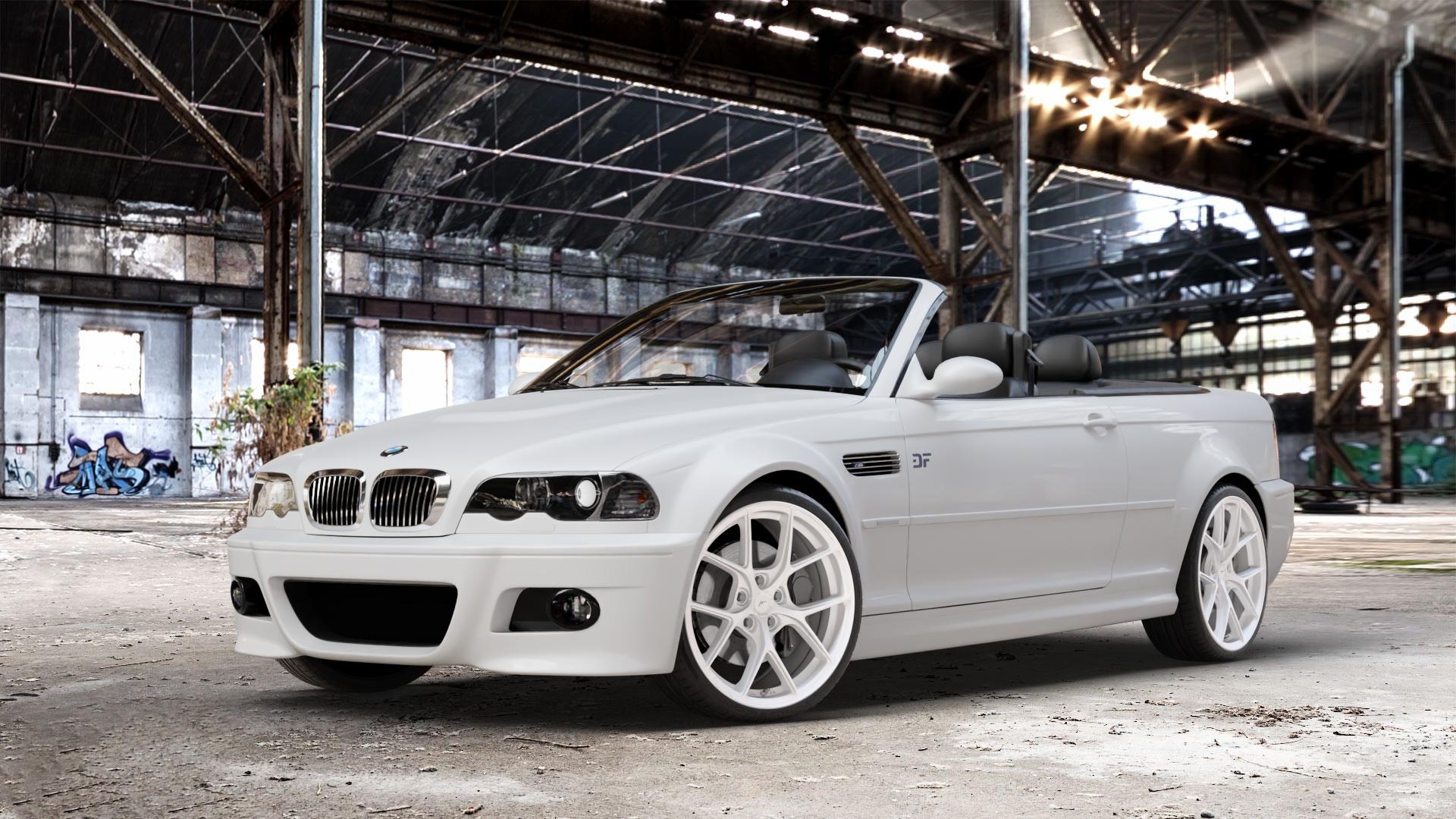 Japan Racing Wheels SL-01 White Felge mit Reifen weiss weiß in 19Zoll Winterfelge Alufelge auf weissem BMW 320cd Typ E46 (Cabrio) 2,0l 110kW (150 PS) 320ci 2,2l 125kW (170 323ci 2,5l 325ci 141kW (192 330cd 3,0l 150kW (204 330ci 170kW (231 318ci 105kW (143 M3 3er C ⬇️ mit 15mm Tieferlegung ⬇️ Old Industrial Hall_max_4400mm_2024 Frontansicht_1