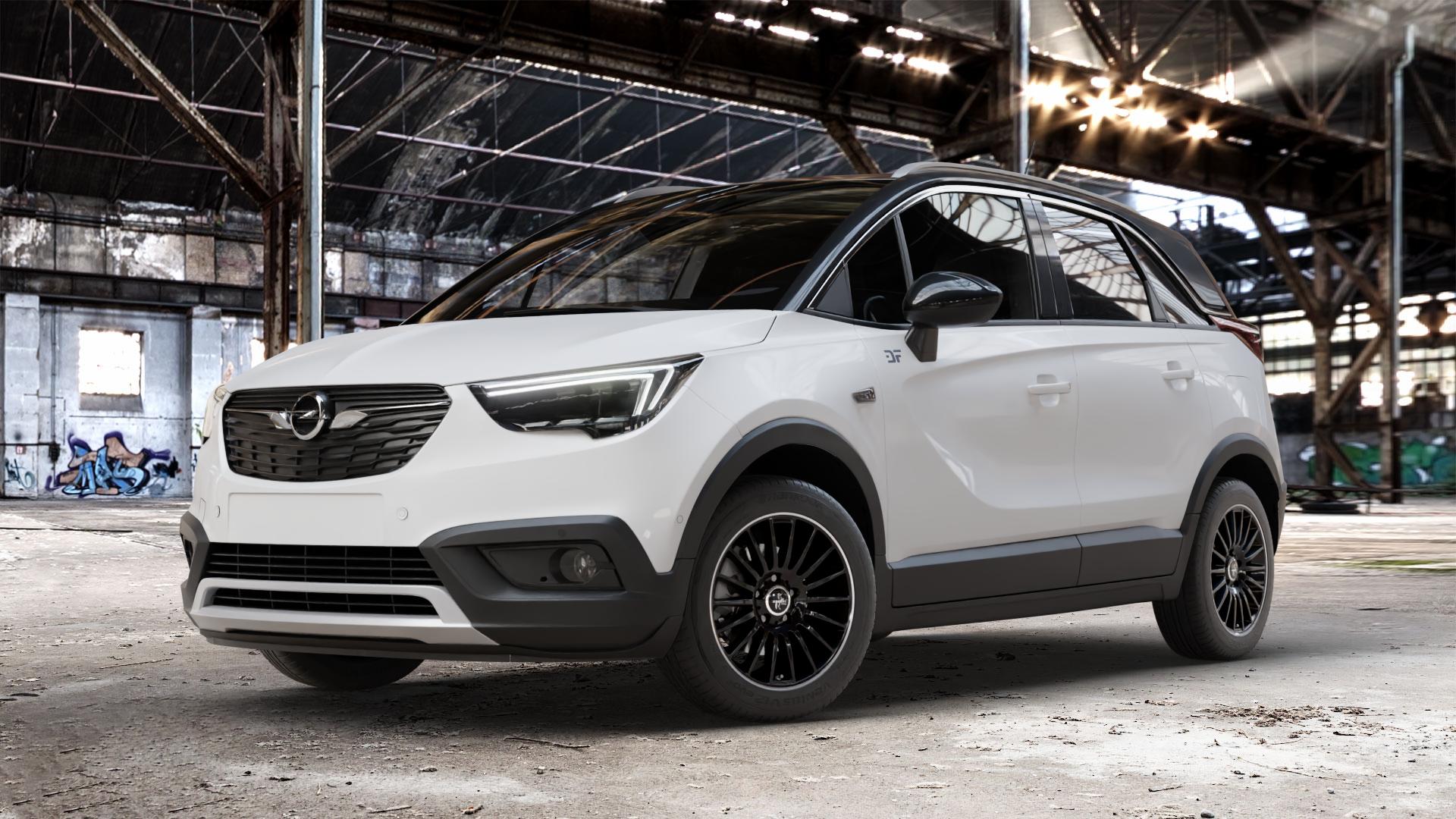 KESKIN KT15 BLACK LIP POLISH Felge mit Reifen silber schwarz mehrfarbig in 16Zoll Winterfelge Alufelge auf weissem Opel Crossland X ⬇️ mit 15mm Tieferlegung ⬇️ Old Industrial Hall_max_4400mm_2024 Frontansicht_1