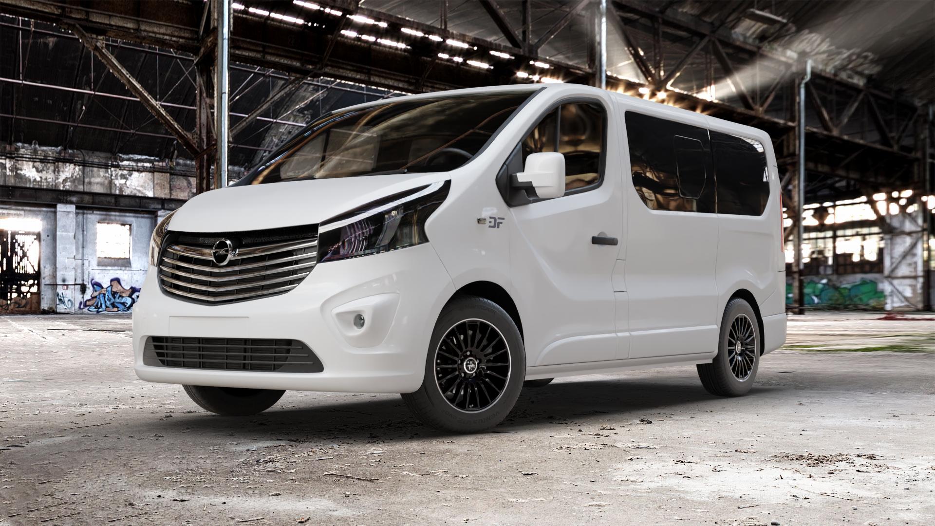 KESKIN KT15 BLACK LIP POLISH Felge mit Reifen silber schwarz mehrfarbig in 16Zoll Winterfelge Alufelge auf weissem Opel Vivaro B Kombi Typ X83 ⬇️ mit 15mm Tieferlegung ⬇️ Old Industrial Hall_max_5300mm_2024 Frontansicht_1