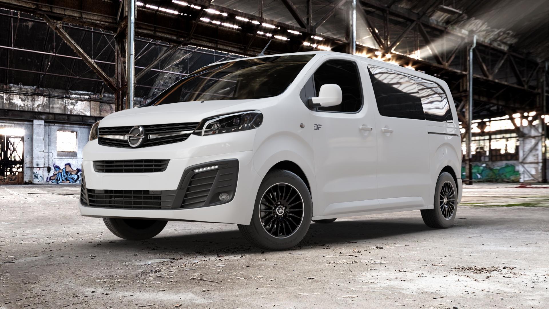 KESKIN KT15 BLACK LIP POLISH Felge mit Reifen silber schwarz mehrfarbig in 16Zoll Winterfelge Alufelge auf weissem Opel Zafira Life Typ V ⬇️ mit 15mm Tieferlegung ⬇️ Old Industrial Hall_max_5300mm_2024 Frontansicht_1