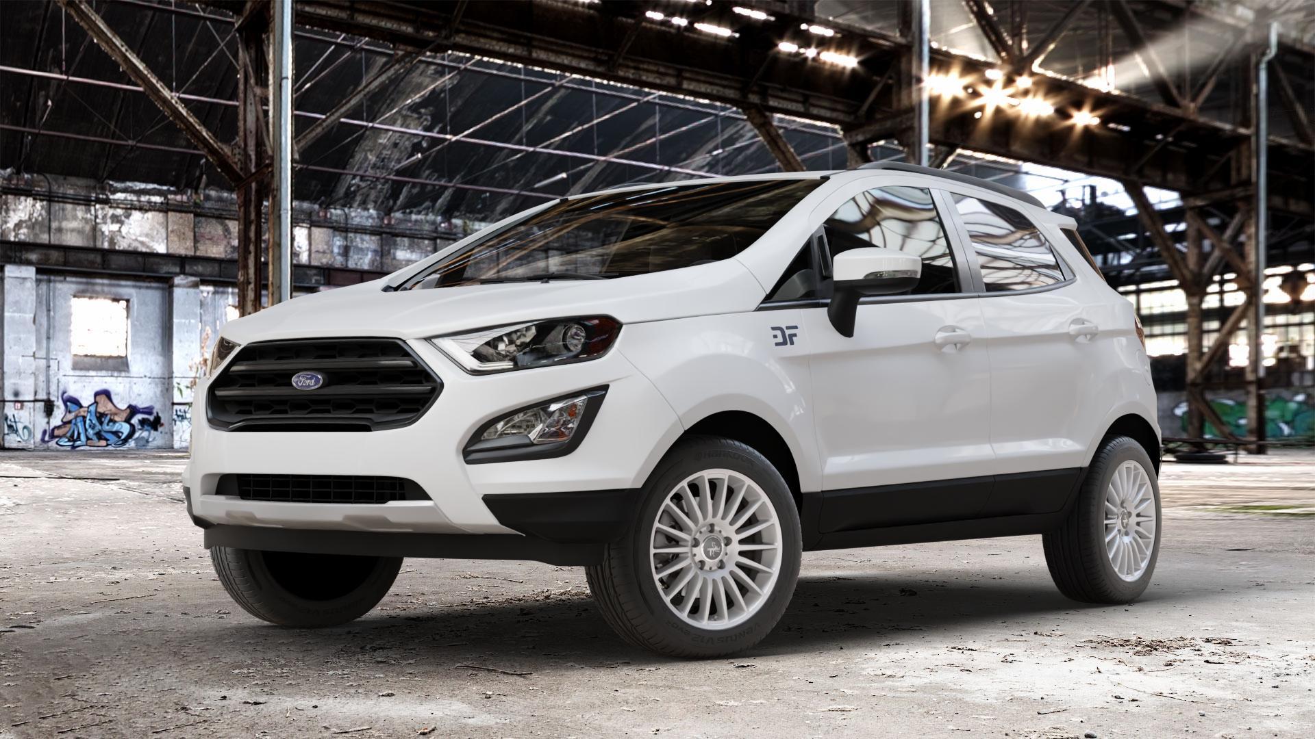KESKIN KT15 SILVER PAINTED Felge mit Reifen silber in 16Zoll Winterfelge Alufelge auf weissem Ford EcoSport Typ JK8 Facelift ⬇️ mit 15mm Tieferlegung ⬇️ Old Industrial Hall_max_4400mm_2024 Frontansicht_1