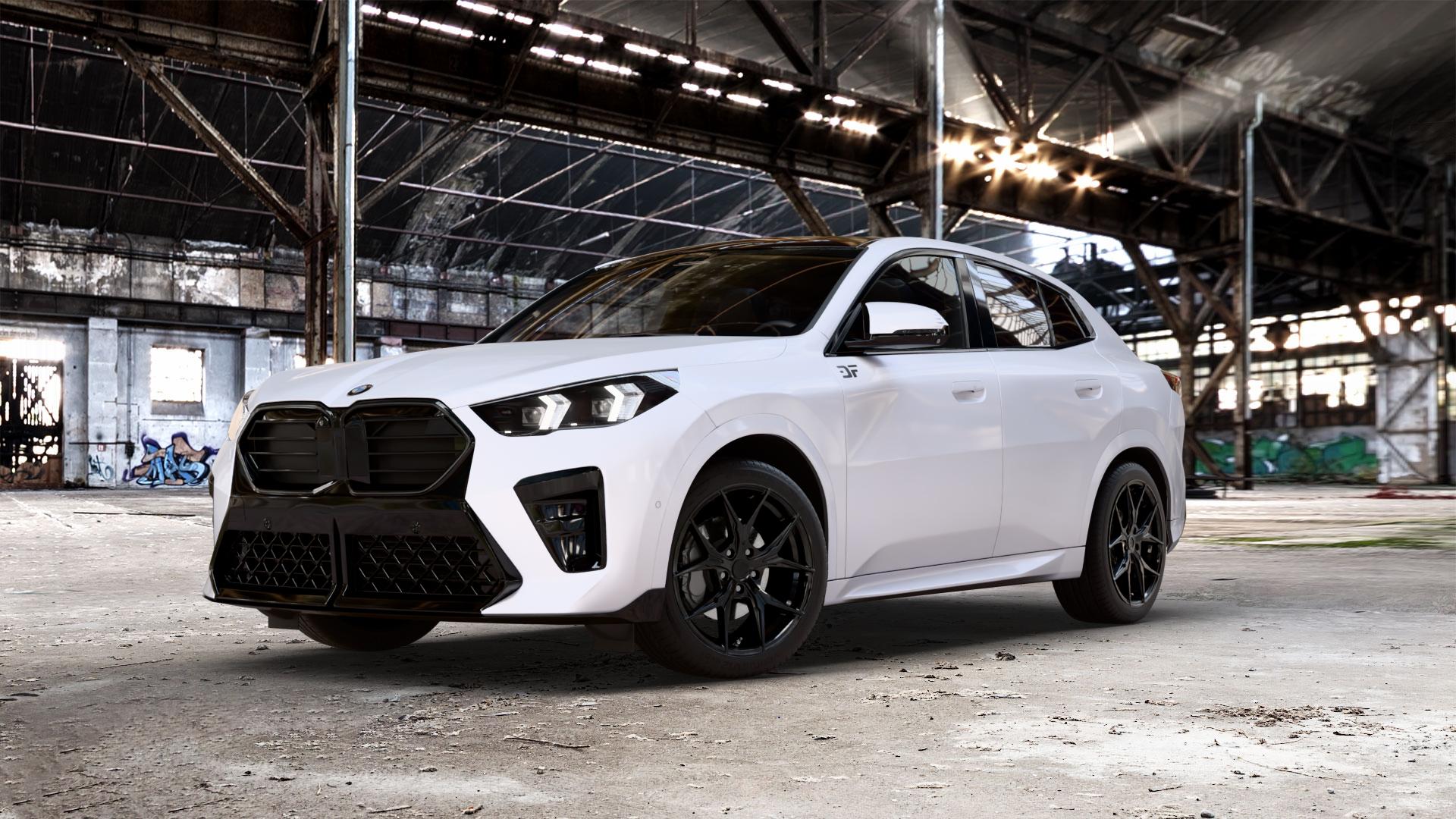KESKIN KT19N BLACK PAINTED Felge mit Reifen schwarz in 19Zoll Winterfelge Alufelge auf unilack weißem BMW X2 Typ U10 (U2X) 2,0l sDrive 18d 100kW (136 PS) 110kW (150 1,5l 20i Mild-Hybrid 115kW (156 xDrive20d ⬇️ mit 15mm Tieferlegung ⬇️ Old Industrial Hall_max_5300mm_2024 Frontansicht_1