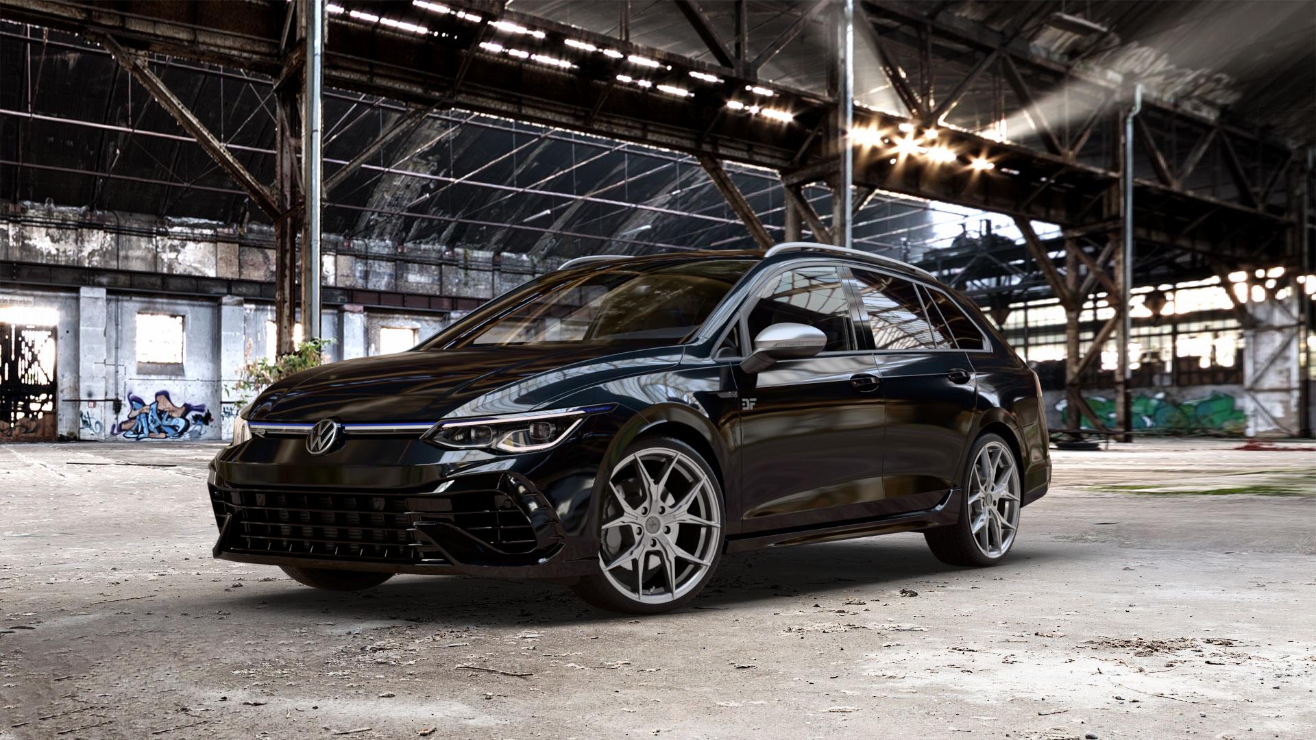 KESKIN KT19N PALLADIUM PAINTED Felge mit Reifen in 19Zoll Winterfelge Alufelge auf metallic schwarzem Volkswagen (VW) Golf 8 Variant 2,0l R 4Motion 235kW (320 PS) ⬇️ mit 15mm Tieferlegung ⬇️ Old Industrial Hall_max_5300mm_2024 Frontansicht_1