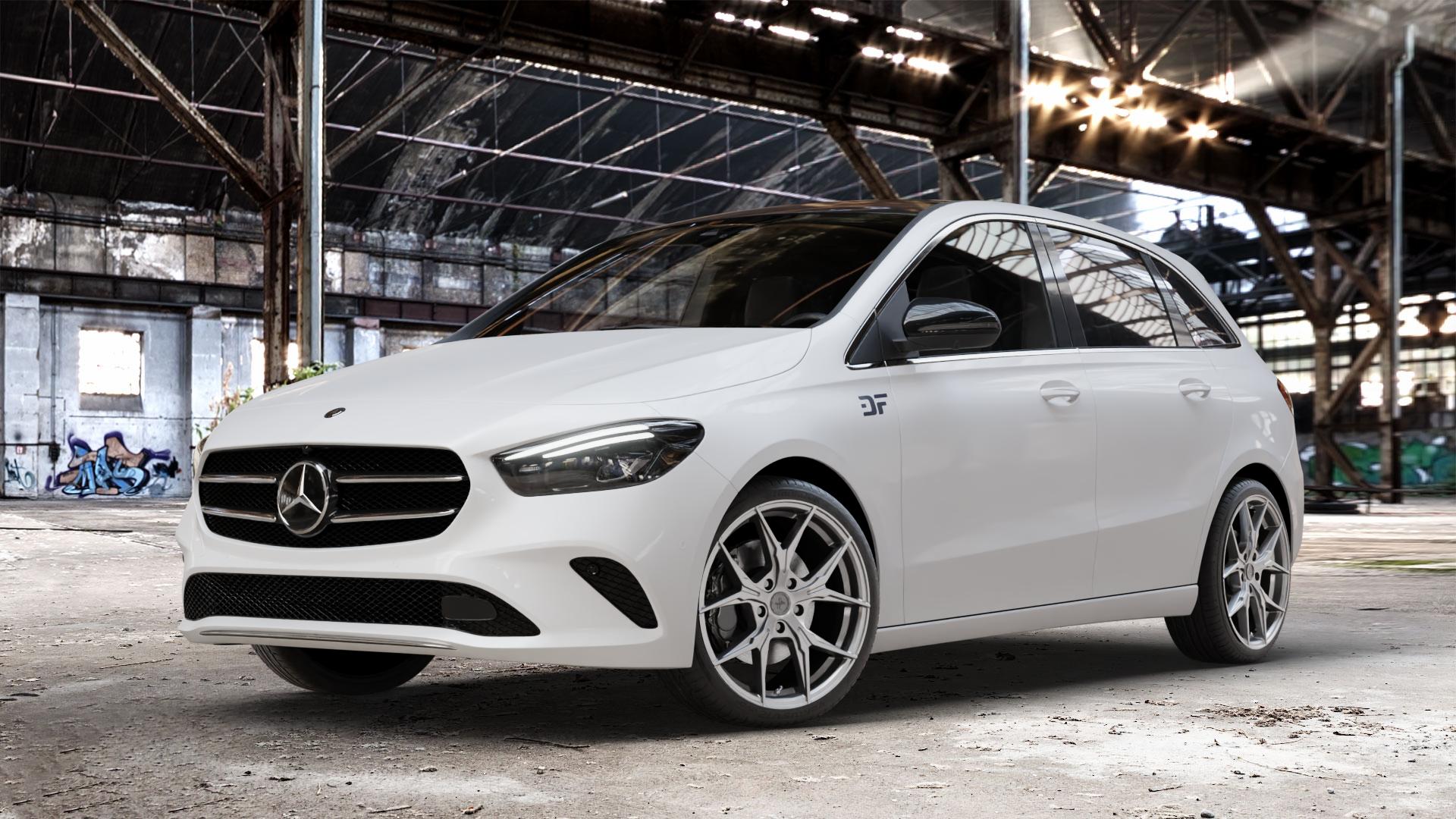 KESKIN KT19N PALLADIUM PAINTED Felge mit Reifen in 19Zoll Winterfelge Alufelge auf weissem Mercedes B-Klasse Typ W247 ⬇️ mit 15mm Tieferlegung ⬇️ Old Industrial Hall_max_4400mm_2024 Frontansicht_1