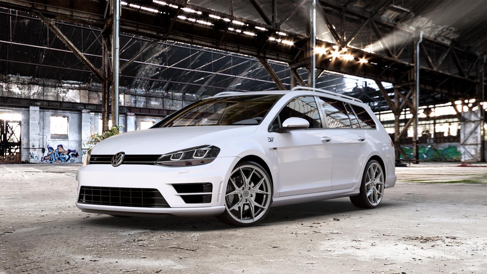 KESKIN KT19N PALLADIUM PAINTED Felge mit Reifen in 19Zoll Winterfelge Alufelge auf weissem Volkswagen (VW) Golf 7 Variant 2,0l R 4Motion 221kW (300 PS) Facelift 213kW (290 228kW (310 ⬇️ mit 15mm Tieferlegung ⬇️ Old Industrial Hall_max_5300mm_2024 Frontansicht_1