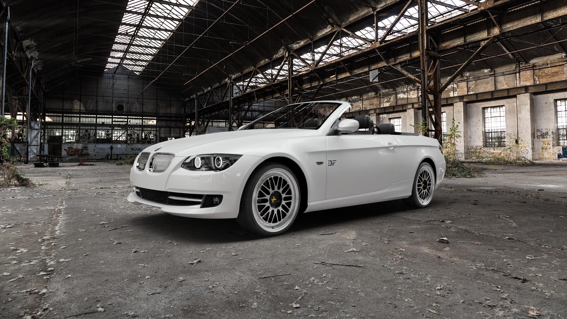 KESKIN KT22 BLACK FRONT POLISH Felge mit Reifen silber schwarz mehrfarbig in 19Zoll Winterfelge Alufelge auf weissem BMW M3 Typ E93 (Cabrio) 3er Cabrio (392C, 3C) ⬇️ mit 15mm Tieferlegung ⬇️ Old Industrial Hall_max5000mm_2022 Frontansicht_1
