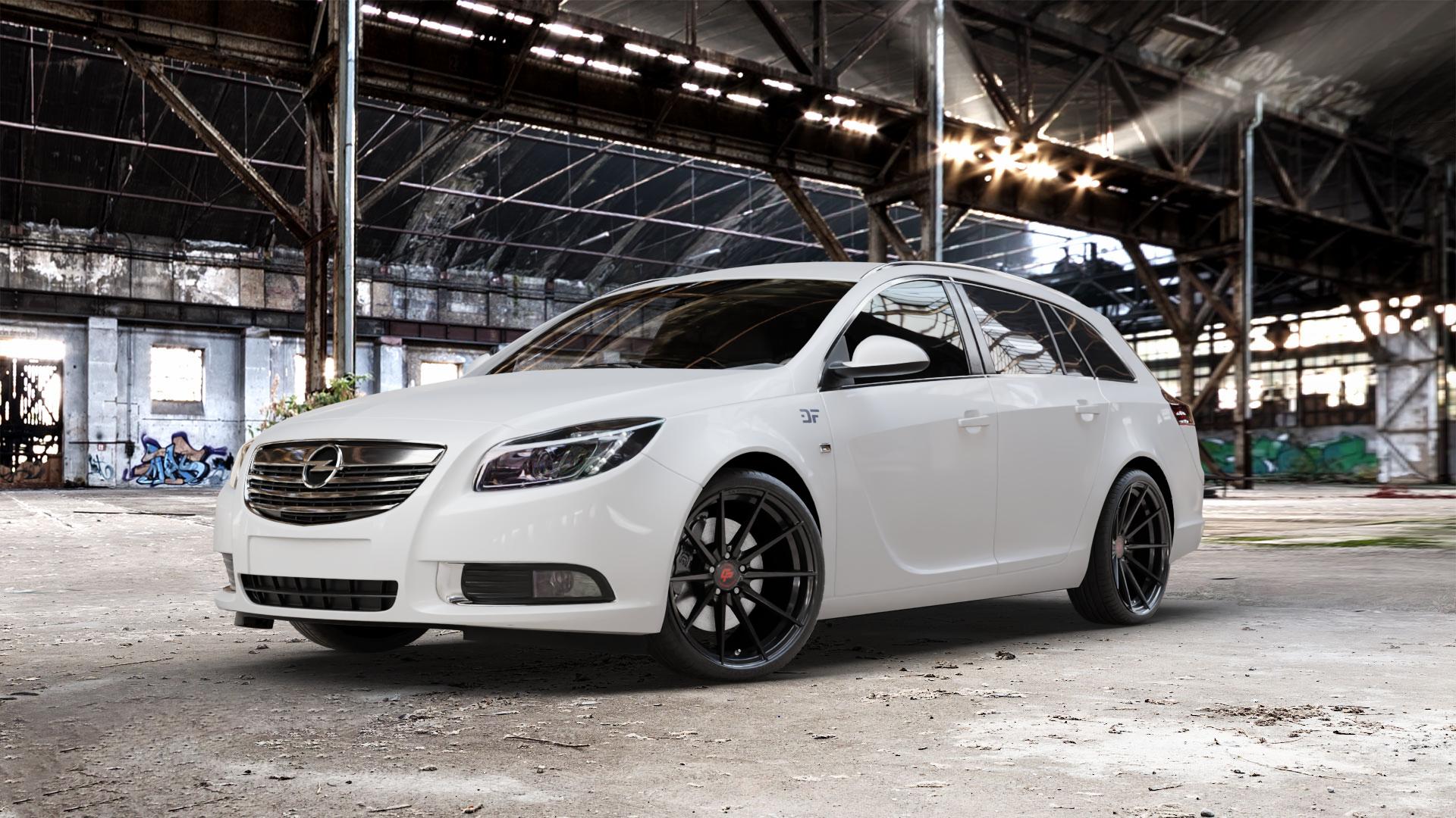La Chanti Performance LC-P10 Glossy Black Felge mit Reifen schwarz in 20Zoll Winterfelge Alufelge auf weissem Opel Insignia I Sports Tourer Facelift ⬇️ mit 15mm Tieferlegung ⬇️ Old Industrial Hall_max_5300mm_2024 Frontansicht_1