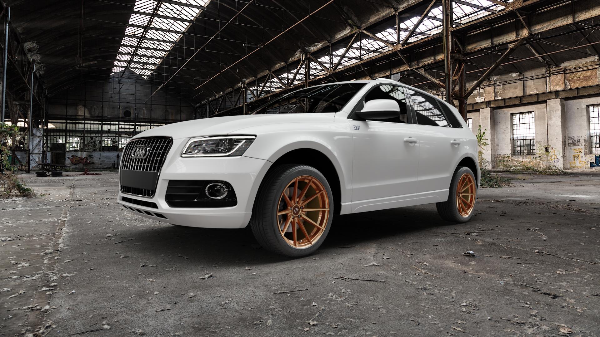 La Chanti Performance LC-P10 Glossy Brushed Bronze Felge mit Reifen in 20Zoll Alufelge auf weissem Audi Q5 I Typ 8R 8R1 8R2 Facelift ⬇️ mit 15mm Tieferlegung ⬇️ Old Industrial Hall_max5000mm_2022 Frontansicht_1