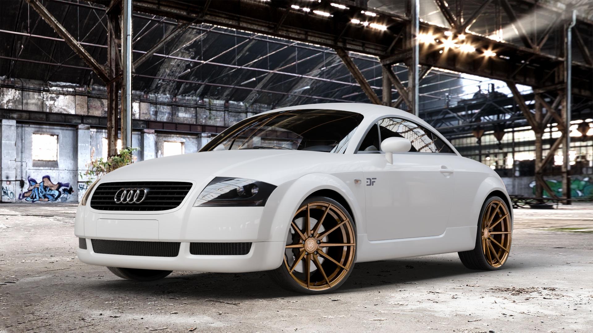 La Chanti Performance LC-P10 Glossy Brushed Bronze Felge mit Reifen in 20Zoll Alufelge auf weissem Audi TT I Typ 8N (Coupé) 1,8l T 110kW (150 PS) 132kW (179 120kW (163 140kW (190 quattro 165kW (224 176kW (239 3,2l VR6 184kW (250 ⬇️ mit 15mm Tieferlegung ⬇️ Old Industrial Hall_max_4400mm_2024 Frontansicht_1