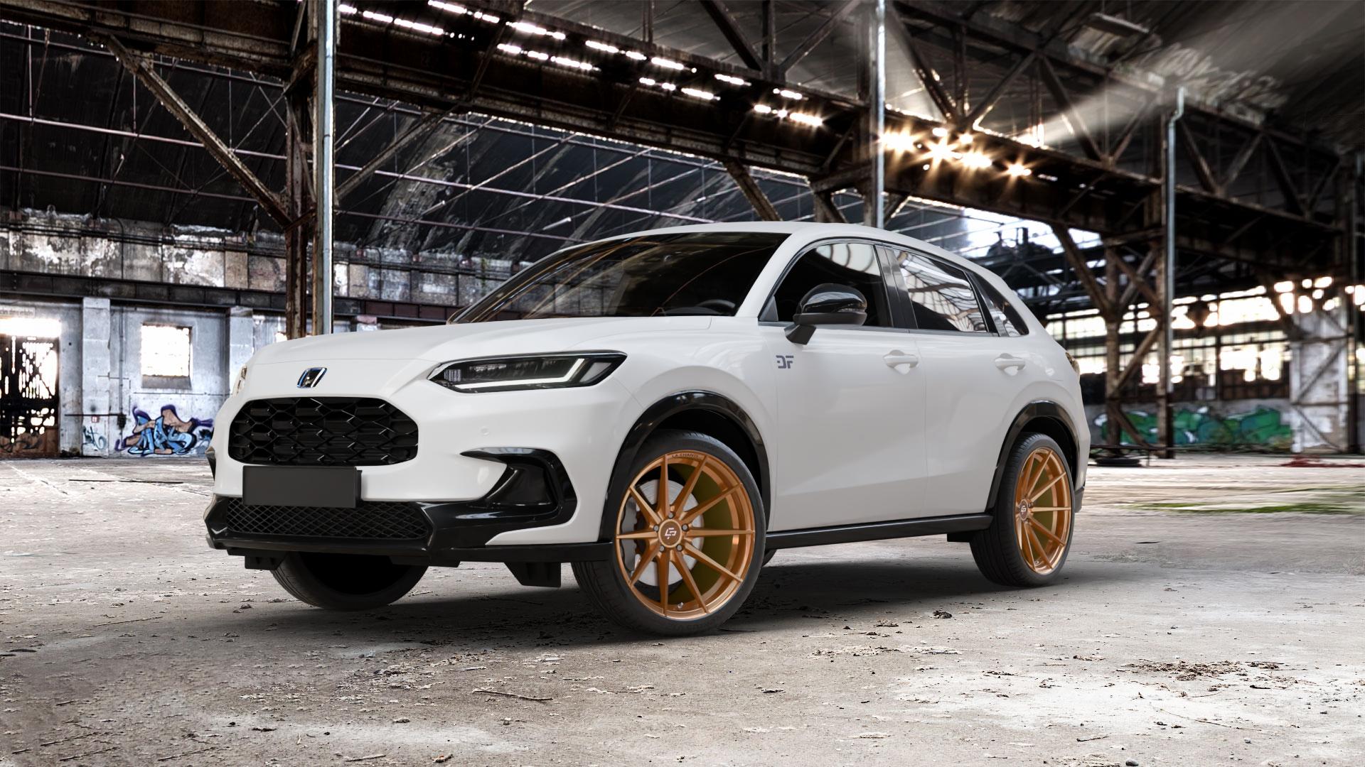 La Chanti Performance LC-P10 Glossy Brushed Bronze Felge mit Reifen in 20Zoll Alufelge auf weissem Honda ZR-V Typ RZ ⬇️ mit 15mm Tieferlegung ⬇️ Old Industrial Hall_max_5300mm_2024 Frontansicht_1