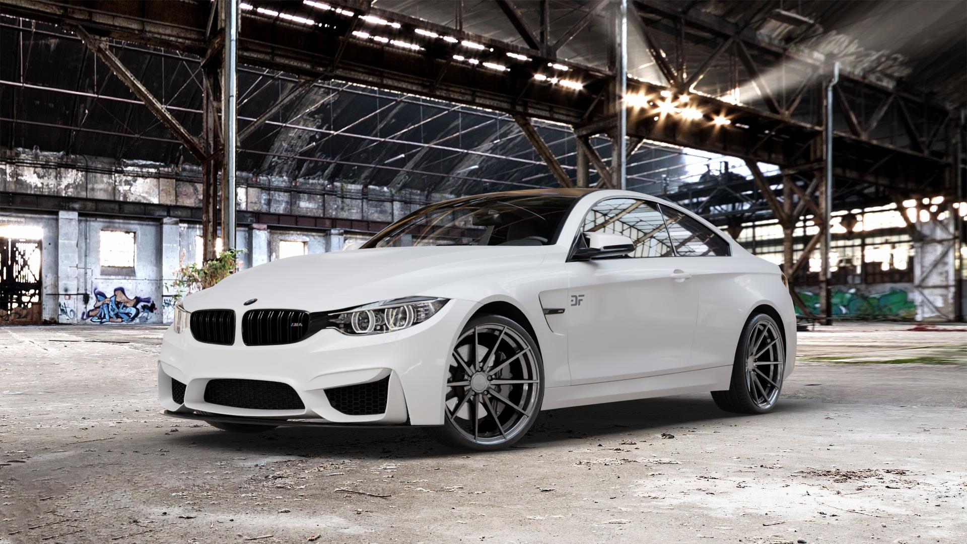 La Chanti Performance LC-P10 Glossy Graphite Felge mit Reifen grau silber in 20Zoll Winterfelge Alufelge auf weissem BMW M4 CS Typ F82 3,0l 338kW (460 PS) (Coupe) ⬇️ mit 15mm Tieferlegung ⬇️ Old Industrial Hall_max_5300mm_2024 Frontansicht_1