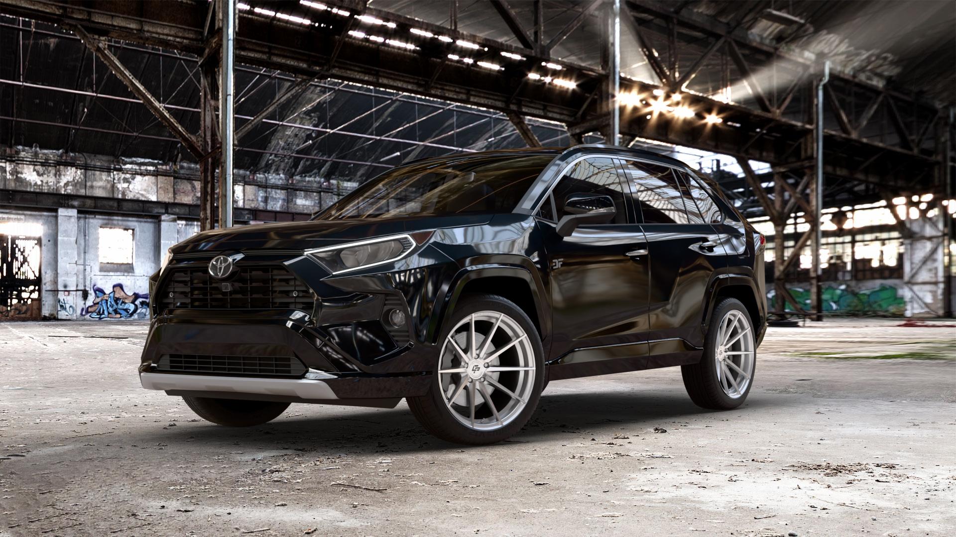 La Chanti Performance LC-P10 Machined Silver Felge mit Reifen silber in 20Zoll Alufelge auf metallic schwarzem Toyota RAV 4 V Typ XA5(EU,M) Rav ⬇️ mit 15mm Tieferlegung ⬇️ Old Industrial Hall_max_5300mm_2024 Frontansicht_1