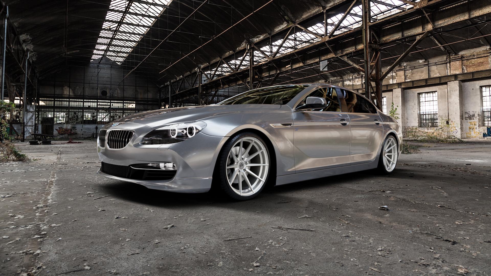 La Chanti Performance LC-P10 Machined Silver Felge mit Reifen silber in 20Zoll Alufelge auf silbernem BMW 6er F06 Gran Coupe (6C) ⬇️ mit 15mm Tieferlegung ⬇️ Industrial Hall_Alt Frontansicht_1