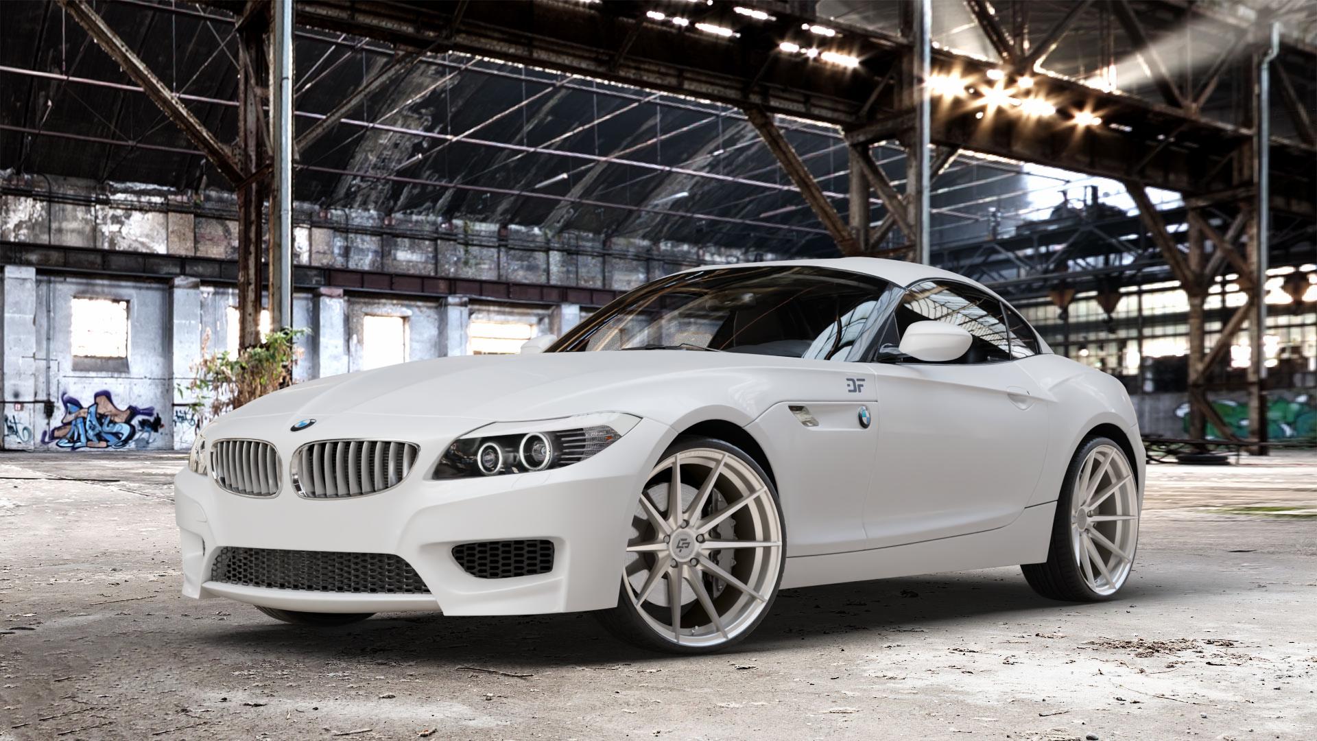 La Chanti Performance LC-P10 Machined Silver Felge mit Reifen silber in 20Zoll Alufelge auf weissem BMW Z4 Roadster Typ E89 (Z89, ZR) ⬇️ mit 15mm Tieferlegung ⬇️ Old Industrial Hall_max_4400mm_2024 Frontansicht_1
