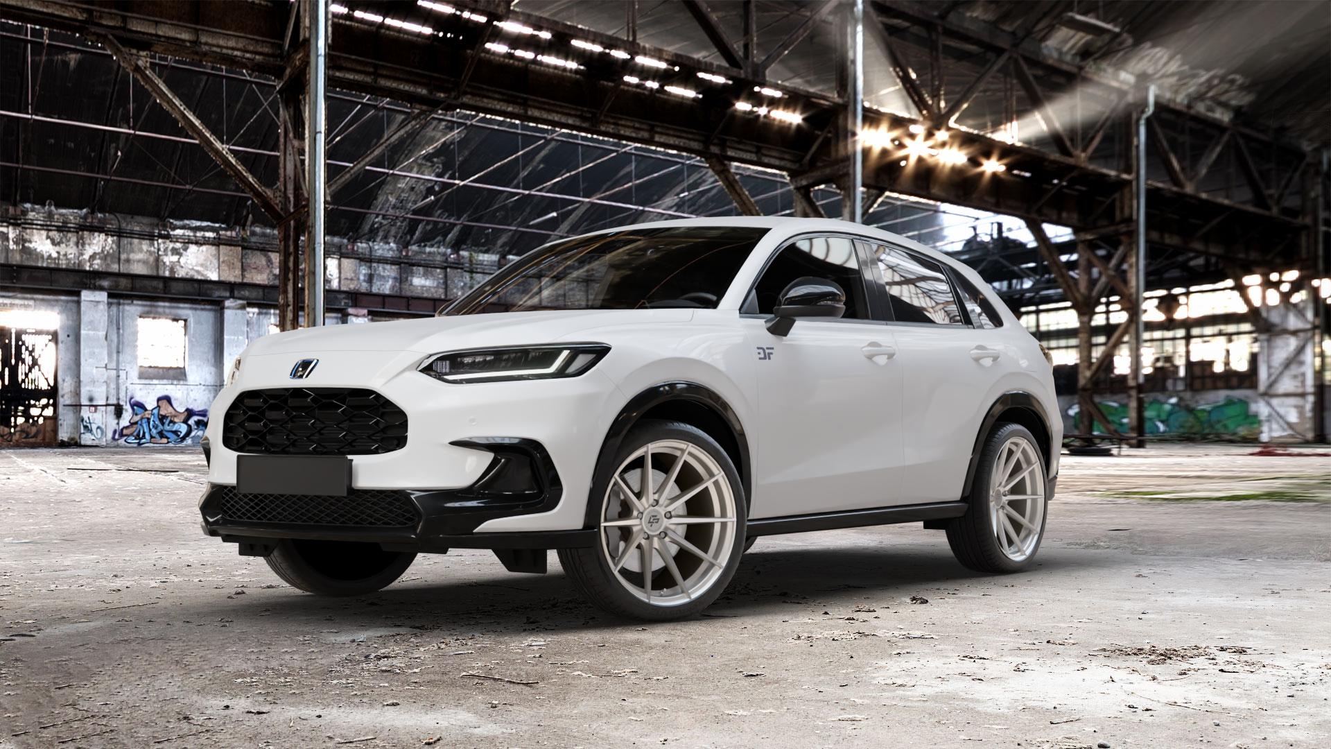 La Chanti Performance LC-P10 Machined Silver Felge mit Reifen silber in 20Zoll Alufelge auf weissem Honda ZR-V Typ RZ ⬇️ mit 15mm Tieferlegung ⬇️ Old Industrial Hall_max_5300mm_2024 Frontansicht_1