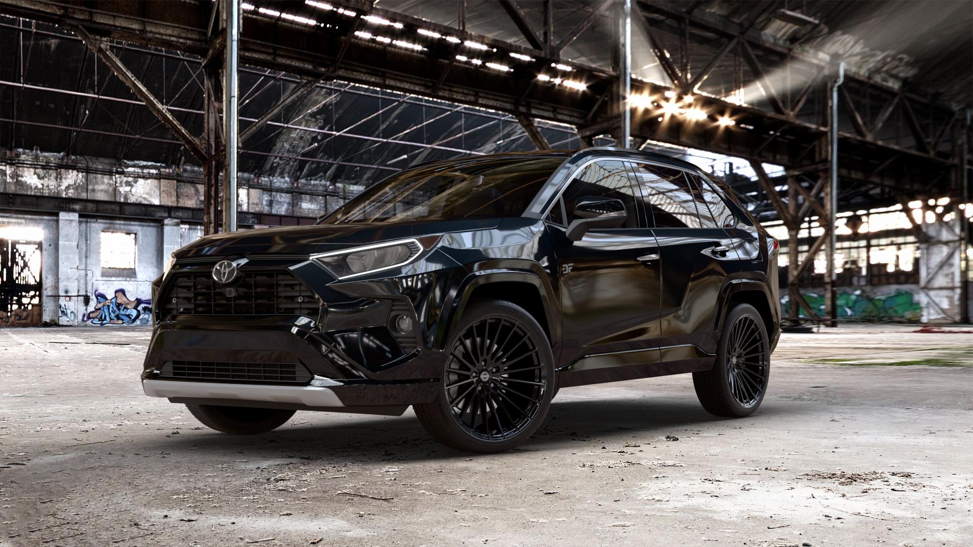 La Chanti Performance LC-P17 Glossy Black Felge mit Reifen schwarz in 21Zoll Winterfelge Alufelge auf metallic schwarzem Toyota RAV 4 V Typ XA5(EU,M) Rav ⬇️ mit 15mm Tieferlegung ⬇️ Old Industrial Hall_max_5300mm_2024 Frontansicht_1