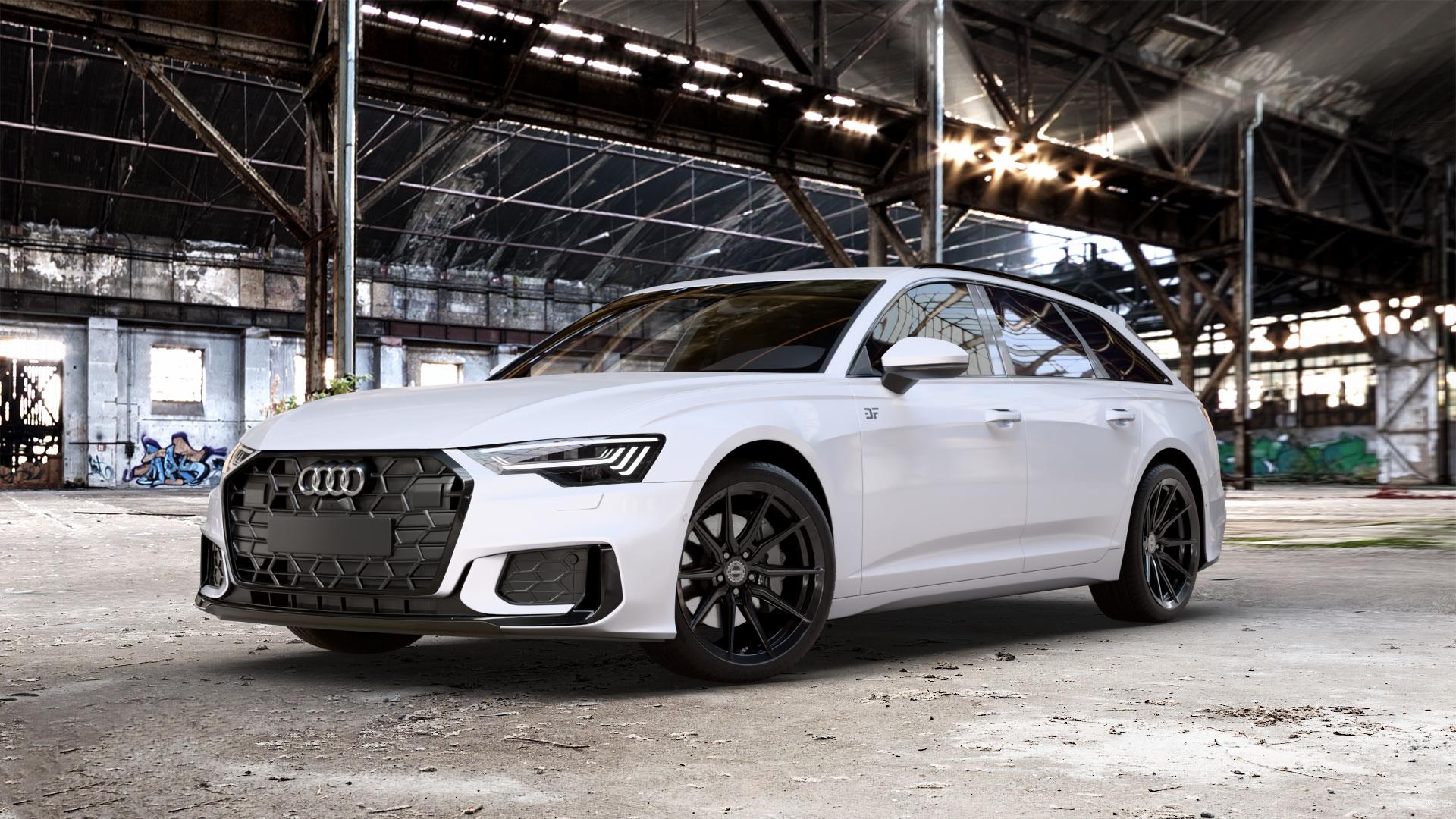 La Chanti Performance LC-P18 Glossy Black Felge mit Reifen schwarz in 20Zoll Winterfelge Alufelge auf weissem Audi A6 Typ F2/C8 (Avant) Facelift 2,0l 35 TDI 120kW Mild-Hybrid (163 PS) 40 150kW (204 quattro TFSI 3,0l 45 180kW (245 195kW (265 50 210kW (286 e Hybrid 55 250k ⬇️ mit 15mm Tieferlegung ⬇️ Old Industrial Hall_max_5300mm_2024 Frontansicht_1