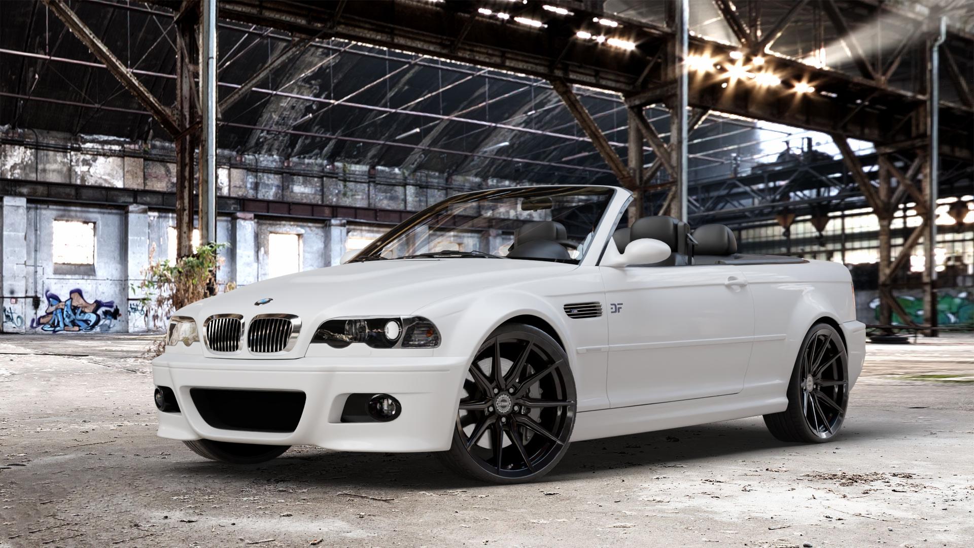 La Chanti Performance LC-P18 Glossy Black Felge mit Reifen schwarz in 20Zoll Winterfelge Alufelge auf weissem BMW 320cd Typ E46 (Cabrio) 2,0l 110kW (150 PS) 320ci 2,2l 125kW (170 323ci 2,5l 325ci 141kW (192 330cd 3,0l 150kW (204 330ci 170kW (231 318ci 105kW (143 M3 3er C ⬇️ mit 15mm Tieferlegung ⬇️ Old Industrial Hall_max_4400mm_2024 Frontansicht_1