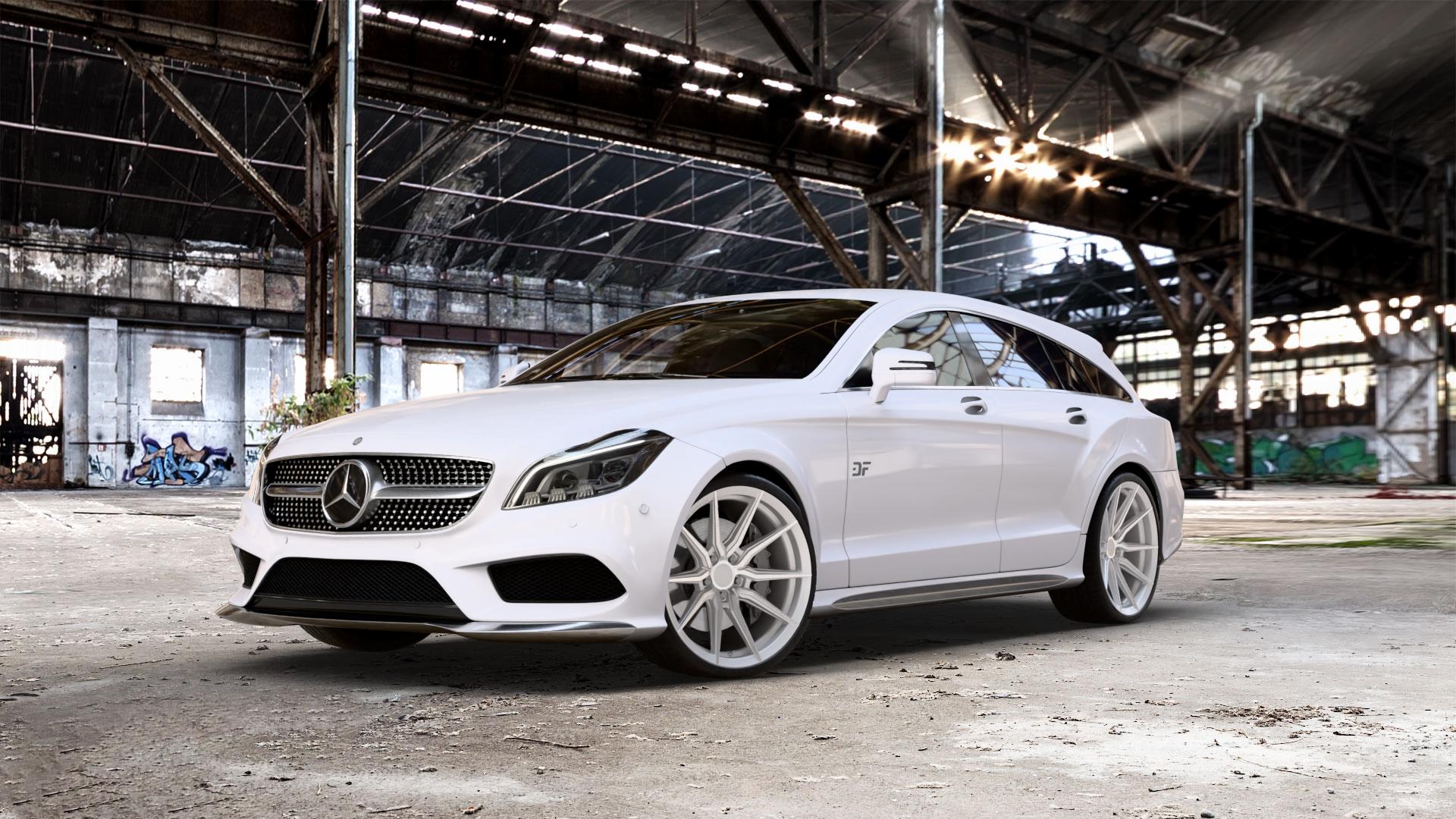 La Chanti Performance LC-P18 Machined Silver Felge mit Reifen silber in 20Zoll Winterfelge Alufelge auf weissem Mercedes CLS Typ X218 Shooting Brake 2,1l 250 CDI 150kW (204 PS) 3,0l 350 195kW (265 4Matic 3,5l 225kW (306 4,7l 500 300kW (408 5,5l 63 AMG 410kW (557 4-Matic 43 ⬇️ mit 15mm Tieferlegung ⬇️ Old Industrial Hall_max_5300mm_2024 Frontansicht_1