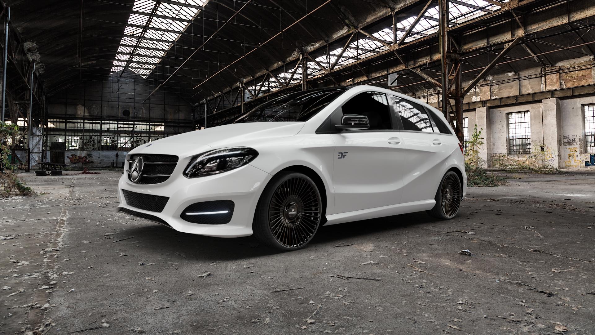 La Chanti Performance LC-P19 (Floating Cap) Glossy Black Felge mit Reifen schwarz in 20Zoll Winterfelge Alufelge auf weissem Mercedes B-Klasse Typ W246 Facelift ⬇️ mit 15mm Tieferlegung ⬇️ Old Industrial Hall_max5000mm_2022 Frontansicht_1