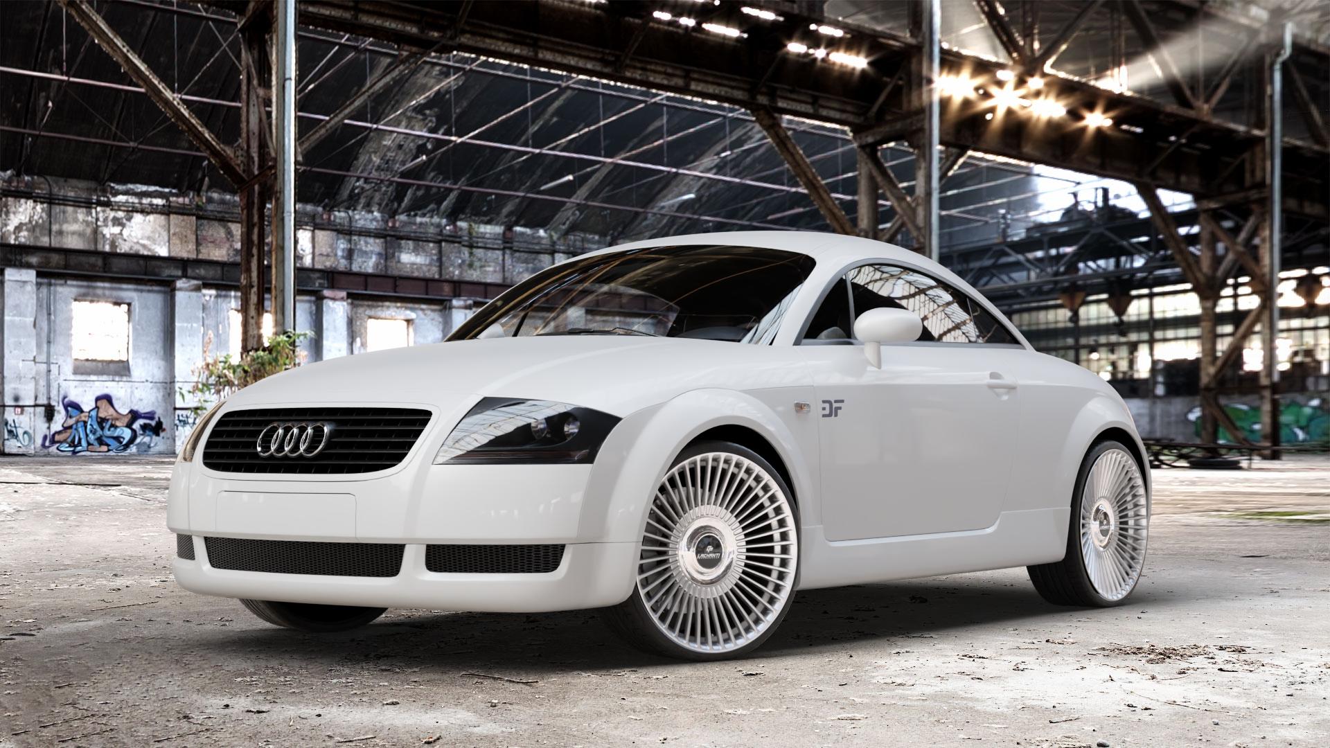La Chanti Performance LC-P19 (Floating Cap) Machined Silver Felge mit Reifen silber in 20Zoll Alufelge auf weissem Audi TT I Typ 8N (Coupé) 1,8l T 110kW (150 PS) 132kW (179 120kW (163 140kW (190 quattro 165kW (224 176kW (239 3,2l VR6 184kW (250 ⬇️ mit 15mm Tieferlegung ⬇️ Old Industrial Hall_max_4400mm_2024 Frontansicht_1