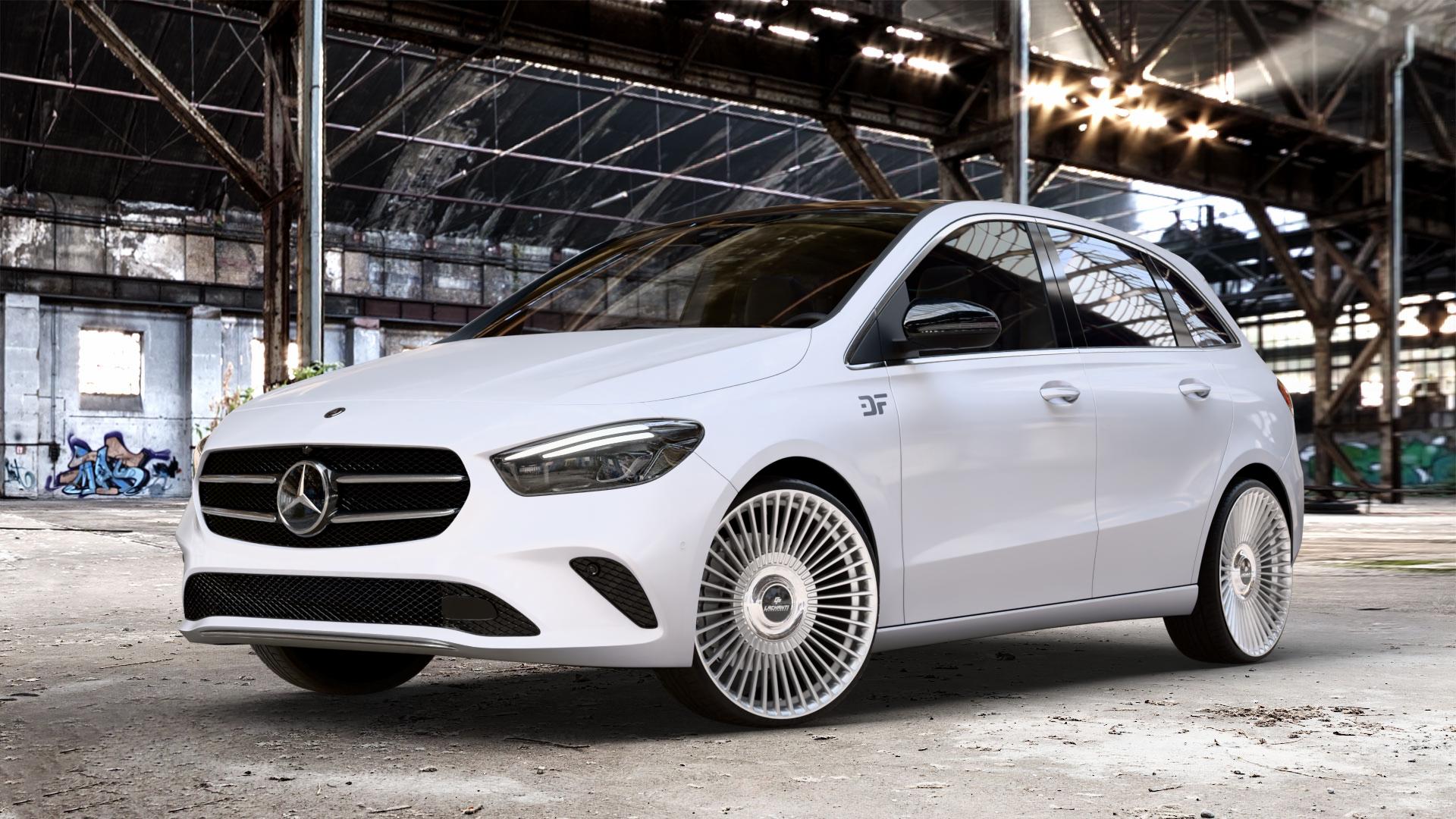 La Chanti Performance LC-P19 (Floating Cap) Machined Silver Felge mit Reifen silber in 21Zoll Alufelge auf weissem Mercedes B-Klasse Typ W247 ⬇️ mit 15mm Tieferlegung ⬇️ Old Industrial Hall_max_4400mm_2024 Frontansicht_1