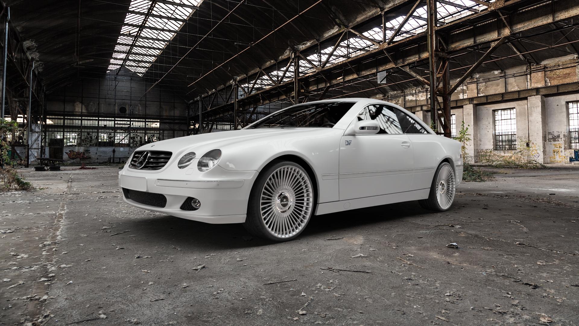 La Chanti Performance LC-P19 (Floating Cap) Machined Silver Felge mit Reifen silber in 21Zoll Alufelge auf weissem Mercedes CL-Klasse Typ C215 ⬇️ mit 15mm Tieferlegung ⬇️ Old Industrial Hall_max5000mm_2022 Frontansicht_1