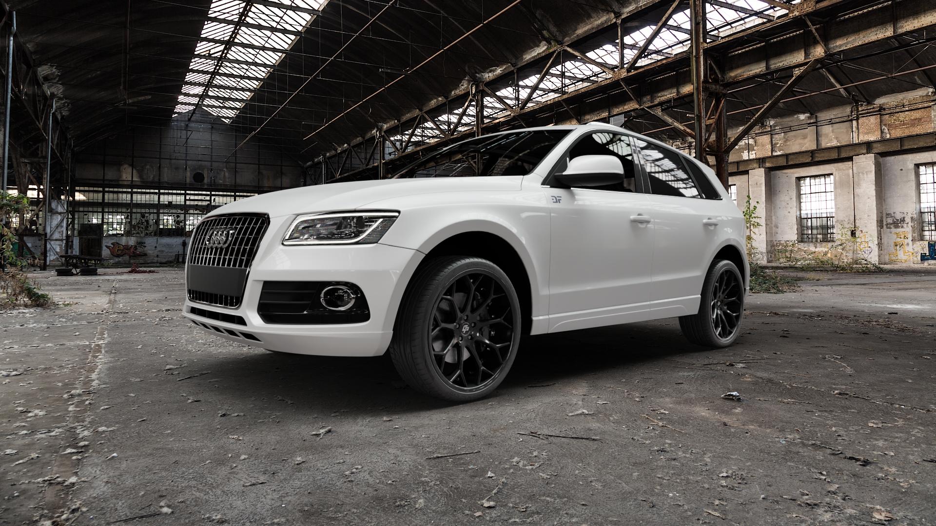 La Chanti Performance LC-P20 Glossy Black Felge mit Reifen schwarz in 22Zoll Winterfelge Alufelge auf weissem Audi Q5 I Typ 8R 8R1 8R2 Facelift ⬇️ mit 15mm Tieferlegung ⬇️ Old Industrial Hall_max5000mm_2022 Frontansicht_1