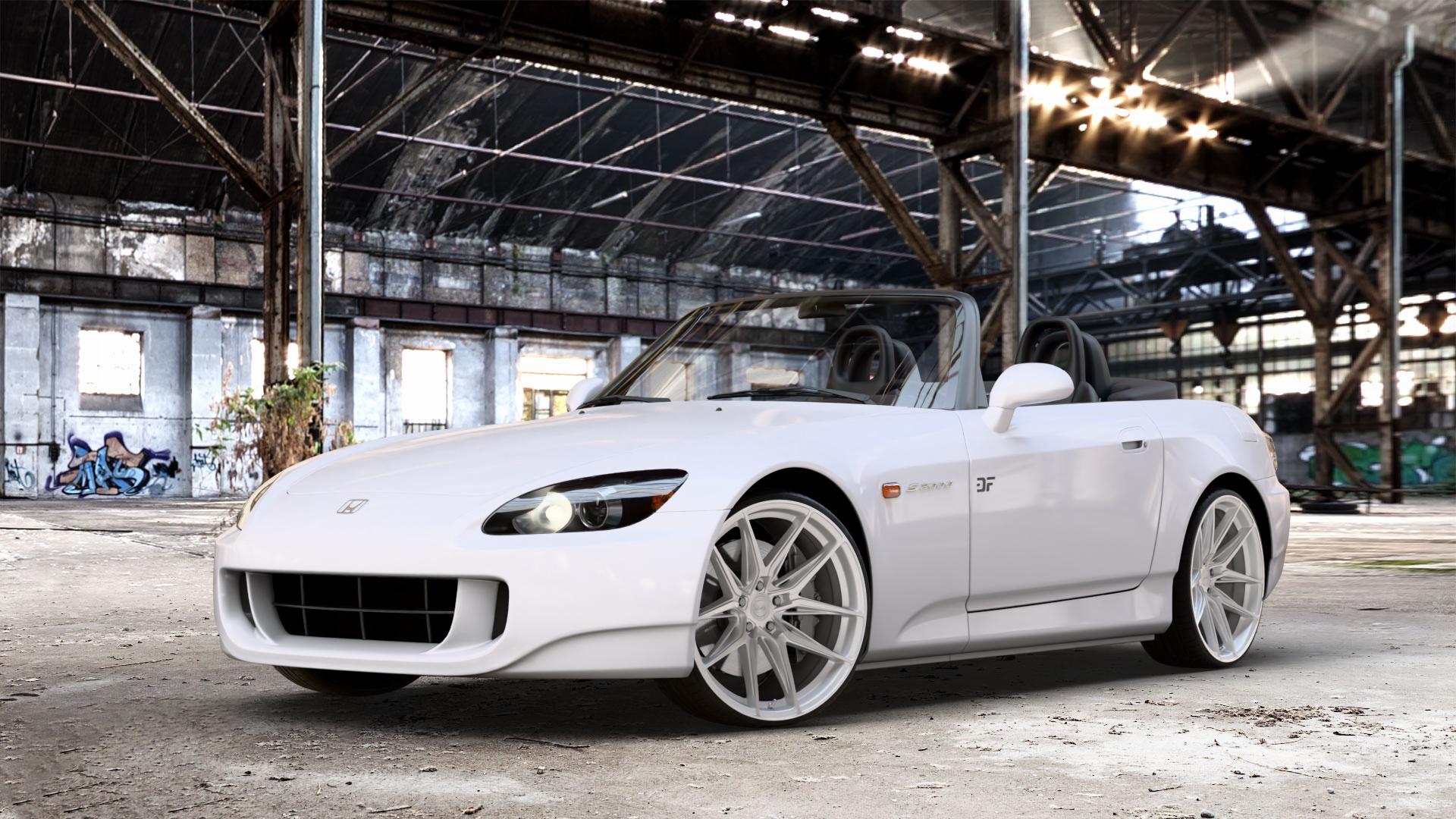La Chanti Performance LC-P3 Machined Silver Felge mit Reifen silber in 20Zoll Winterfelge Alufelge auf weissem Honda S2000 (AP2) 2,0l 177kW (241 PS) ⬇️ mit 15mm Tieferlegung ⬇️ Old Industrial Hall_max_4400mm_2024 Frontansicht_1