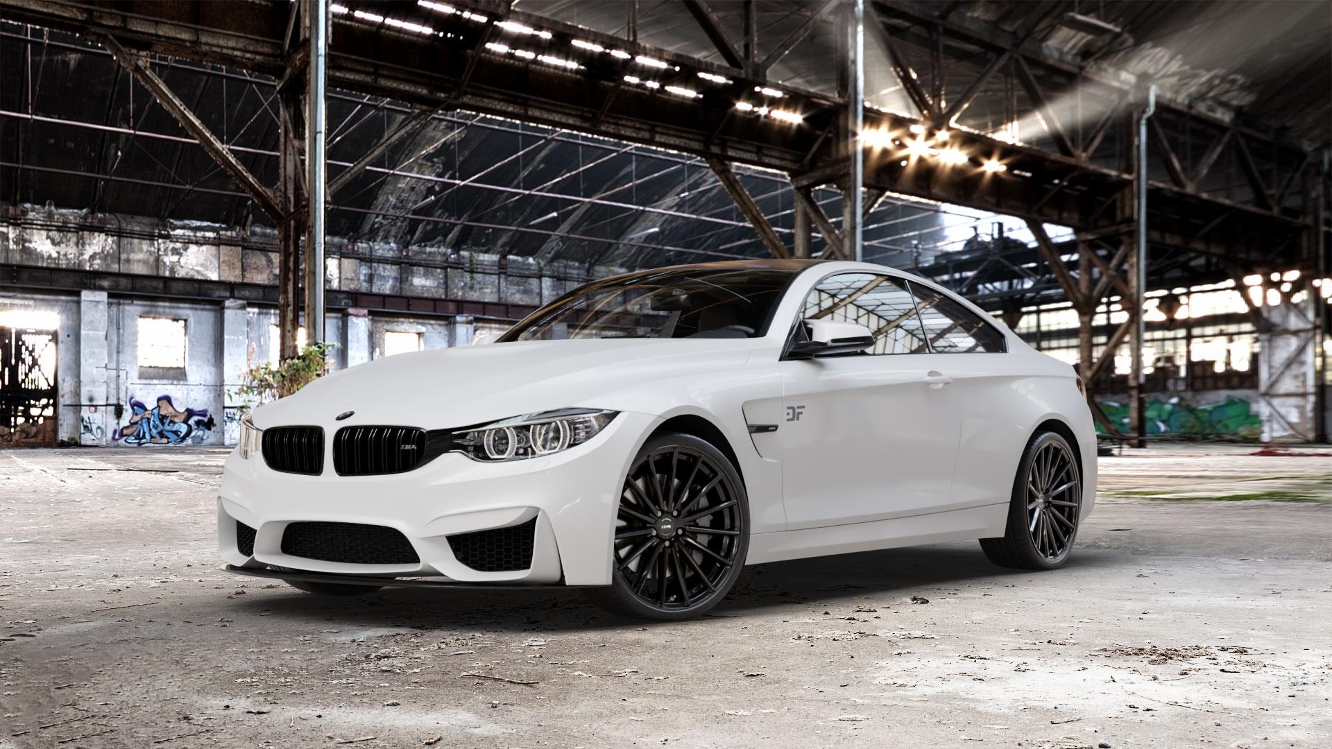 La Chanti Performance LC-P5 Glossy Black Felge mit Reifen schwarz in 20Zoll Winterfelge Alufelge auf weissem BMW M4 CS Typ F82 3,0l 338kW (460 PS) (Coupe) ⬇️ mit 15mm Tieferlegung ⬇️ Old Industrial Hall_max_5300mm_2024 Frontansicht_1