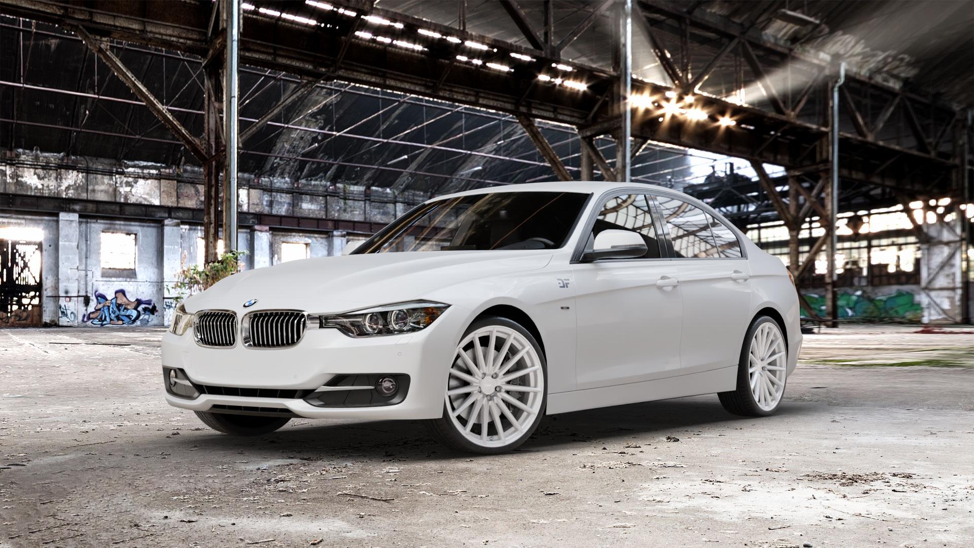 La Chanti Performance LC-P5 Machined Silver Felge mit Reifen silber in 20Zoll Winterfelge Alufelge auf weissem BMW 320i Typ F30 (Limousine) 328i 335i 320d 318d 316d 316i 330d xDrive EffDyn Edition 325d 335d ActiveHybrid 3L (F30) 318i 330i 340i 330e iPerformance 3er Limous ⬇️ mit 15mm Tieferlegung ⬇️ Old Industrial Hall_max_5300mm_2024 Frontansicht_1