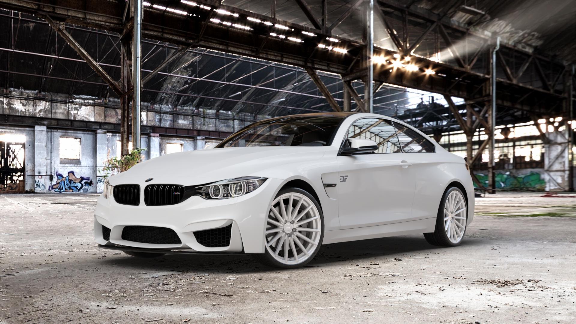 La Chanti Performance LC-P5 Machined Silver Felge mit Reifen silber in 20Zoll Winterfelge Alufelge auf weissem BMW M4 CS Typ F82 3,0l 338kW (460 PS) (Coupe) ⬇️ mit 15mm Tieferlegung ⬇️ Old Industrial Hall_max_5300mm_2024 Frontansicht_1