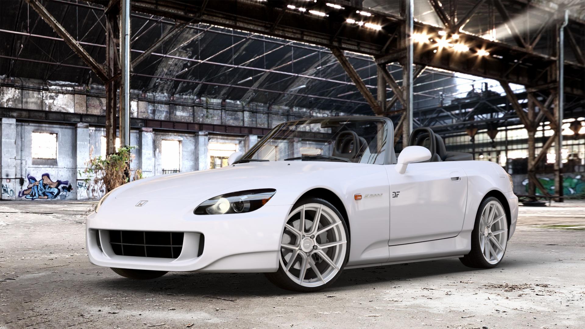 La Chanti Performance LC-P6 Machined Silver Felge mit Reifen silber in 19Zoll Winterfelge Alufelge auf weissem Honda S2000 (AP2) 2,0l 177kW (241 PS) ⬇️ mit 15mm Tieferlegung ⬇️ Old Industrial Hall_max_4400mm_2024 Frontansicht_1