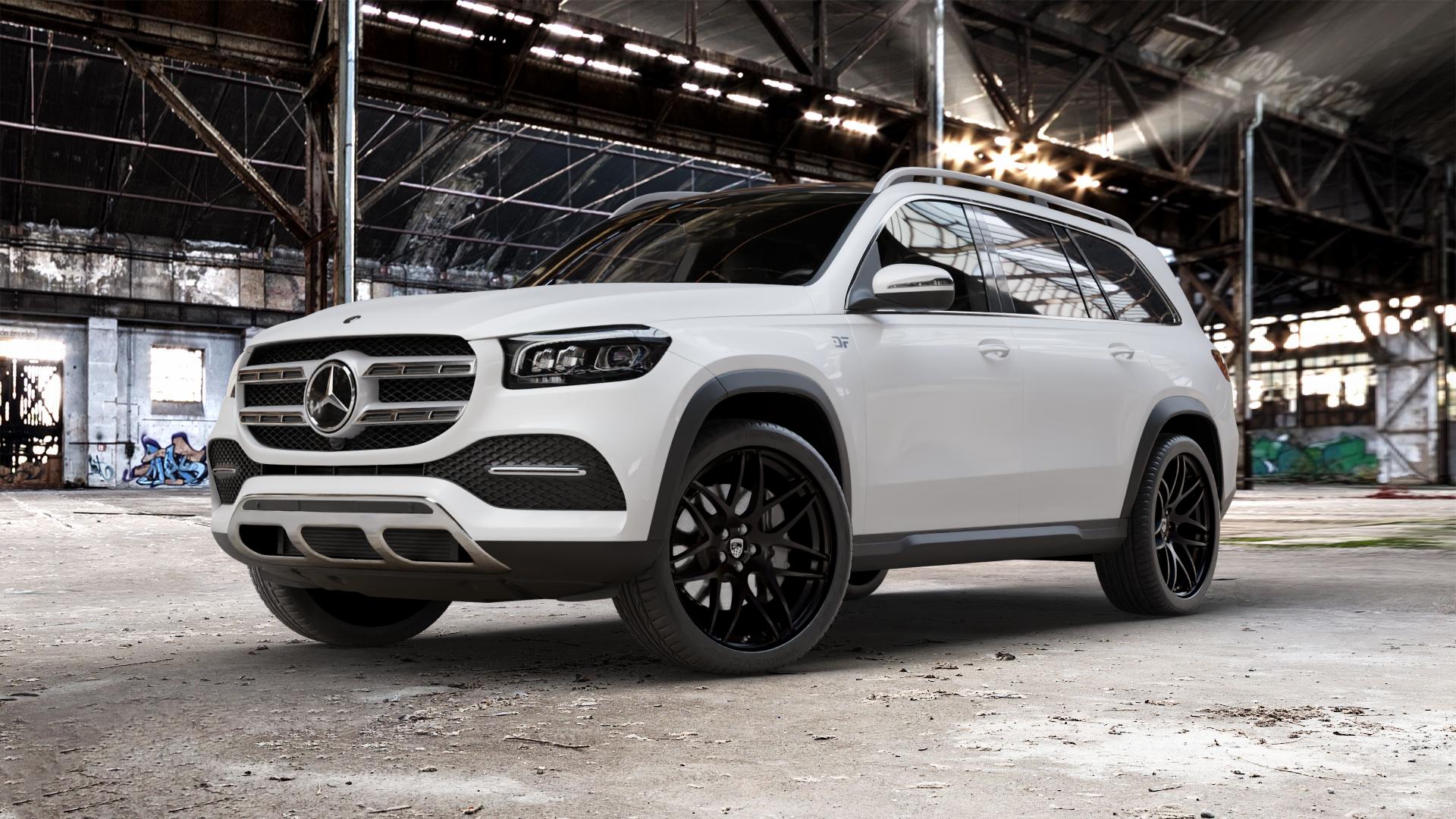 Lumma Design CLR 23 GT schwarz matt Felge mit Reifen in 23Zoll Winterfelge Alufelge auf weissem Mercedes GLS-Klasse Typ 167 (H1GLE) 2,9l 350 d 4Matic 210kW (286 PS) 400 243kW (330 4,0l 580 360kW Mild-Hybrid (489 ⬇️ mit 15mm Tieferlegung ⬇️ Old Industrial Hall_max_5300mm_2024 Frontansicht_1