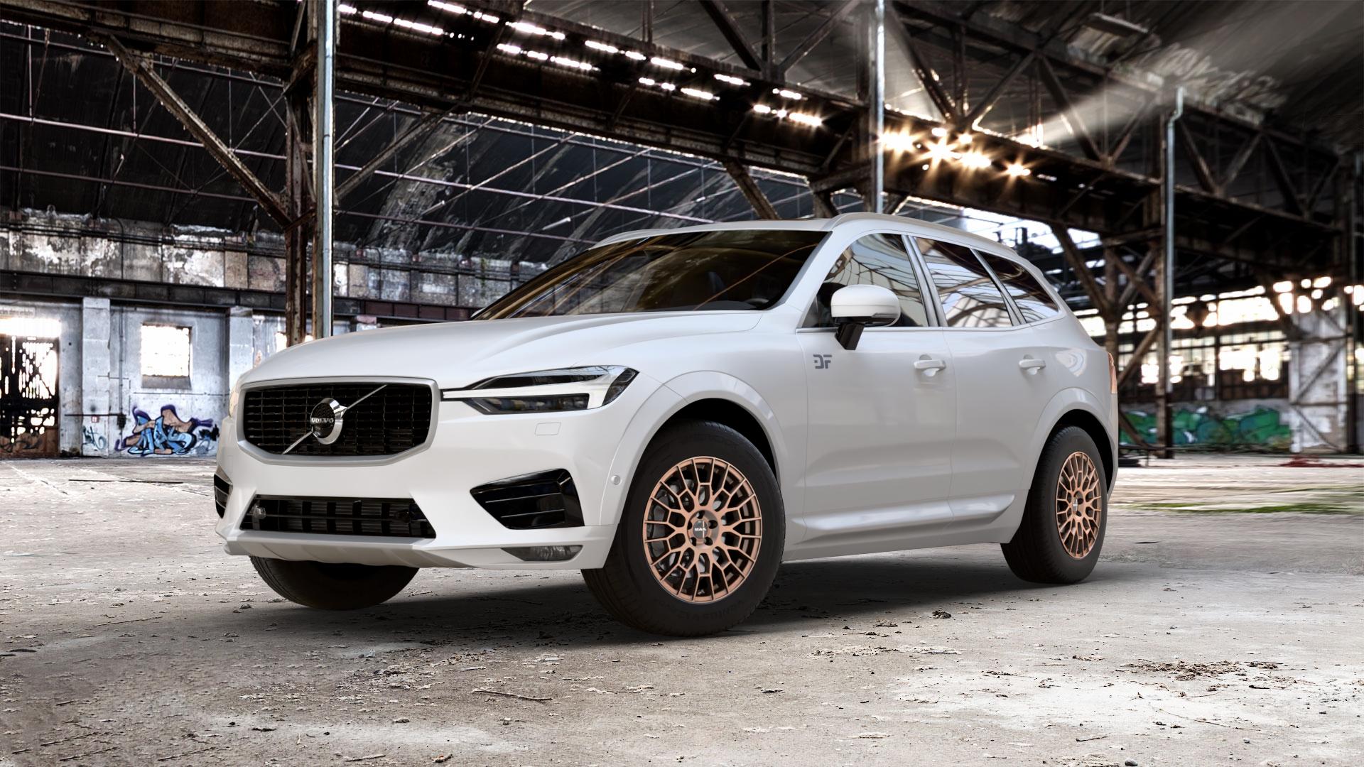 MAK APX Matt Bronze Felge mit Reifen in 17Zoll Alufelge auf weissem Volvo XC60 Typ U ⬇️ mit 15mm Tieferlegung ⬇️ Old Industrial Hall_max_5300mm_2024 Frontansicht_1