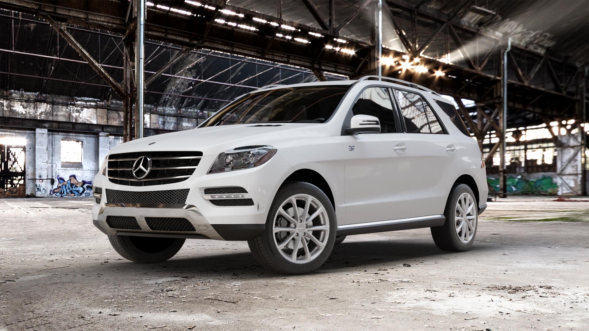 MAK Davinci Light Titan Felge mit Reifen grau in 19Zoll Winterfelge Alufelge auf weissem Mercedes M-Klasse Typ W166 ⬇️ mit 15mm Tieferlegung ⬇️ Old Industrial Hall_max_5300mm_2024 Frontansicht_1