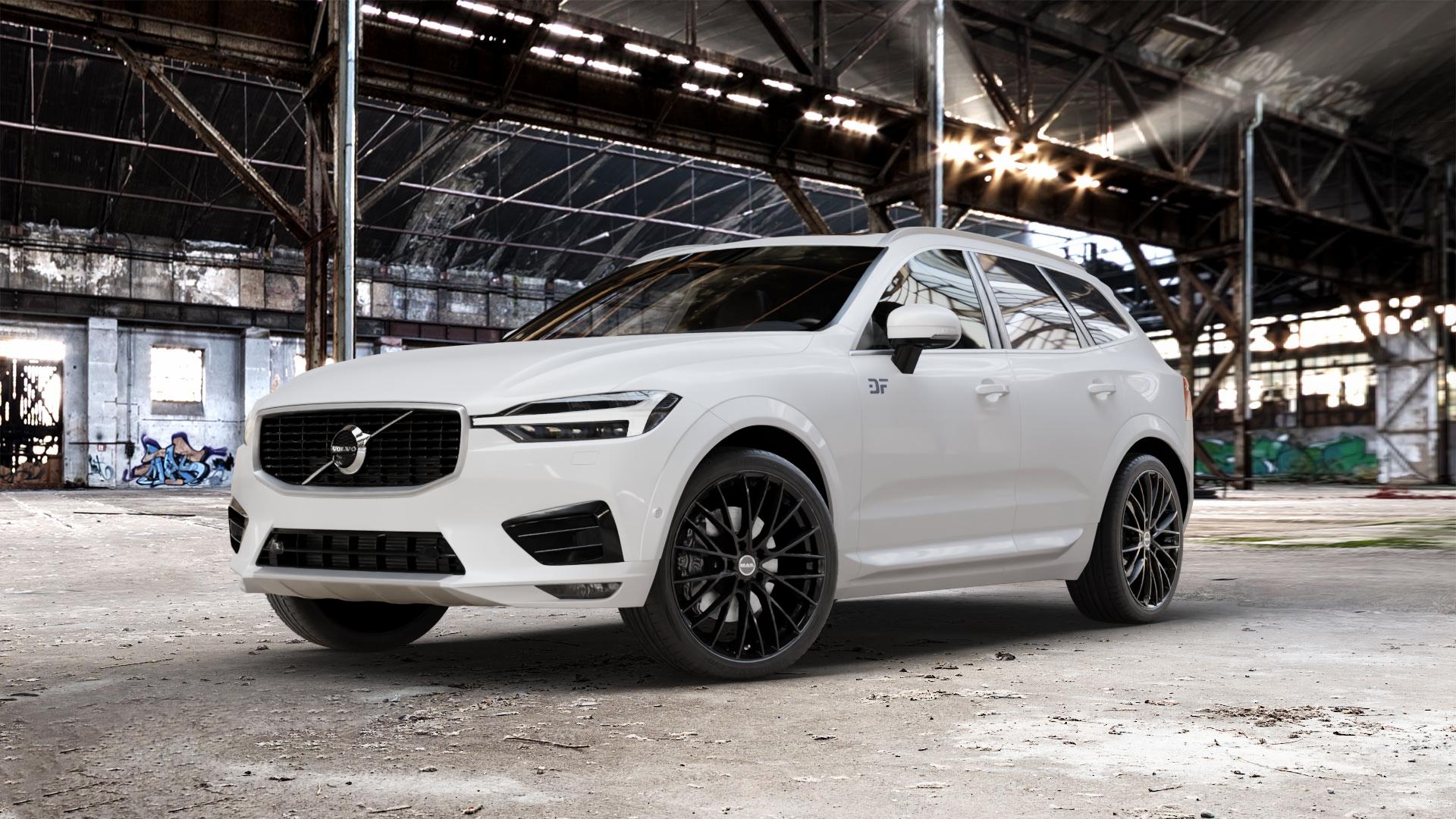 MAK Speciale Gloss Black Felge mit Reifen schwarz in 21Zoll Winterfelge Alufelge auf weissem Volvo XC60 Typ U ⬇️ mit 15mm Tieferlegung ⬇️ Old Industrial Hall_max_5300mm_2024 Frontansicht_1