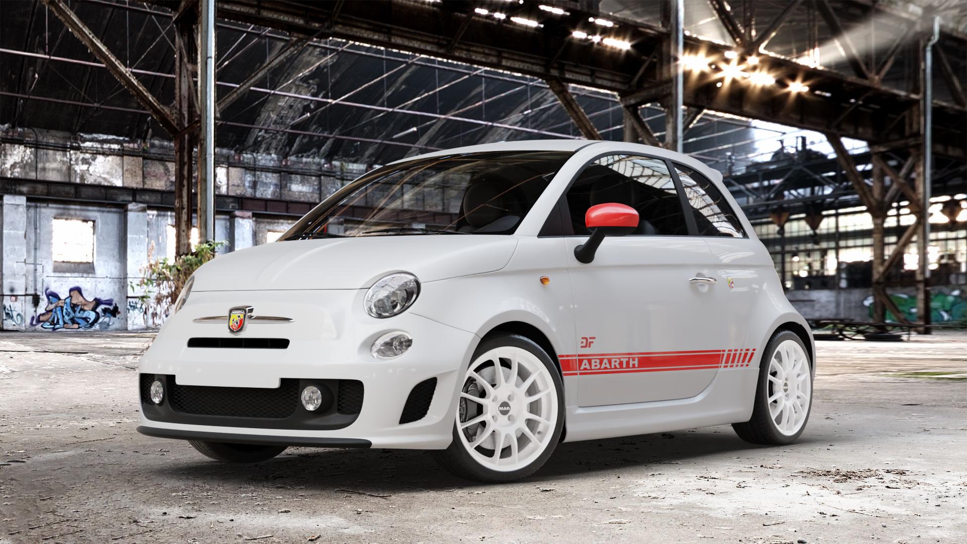 MAK XLR Gloss White Felge mit Reifen weiss weiß in 17Zoll Winterfelge Alufelge auf weissem Fiat 500 Typ 312 1,4l Abarth 16V 99kW (135 PS) 118kW (160 132kW (179 103kW (140 695 Biposto 139kW (189 Facelift 595 107kW (145 120kW (163 Turismo 121kW (165 Comp ⬇️ mit 15mm Tieferlegung ⬇️ Old Industrial Hall_max_4400mm_2024 Frontansicht_1