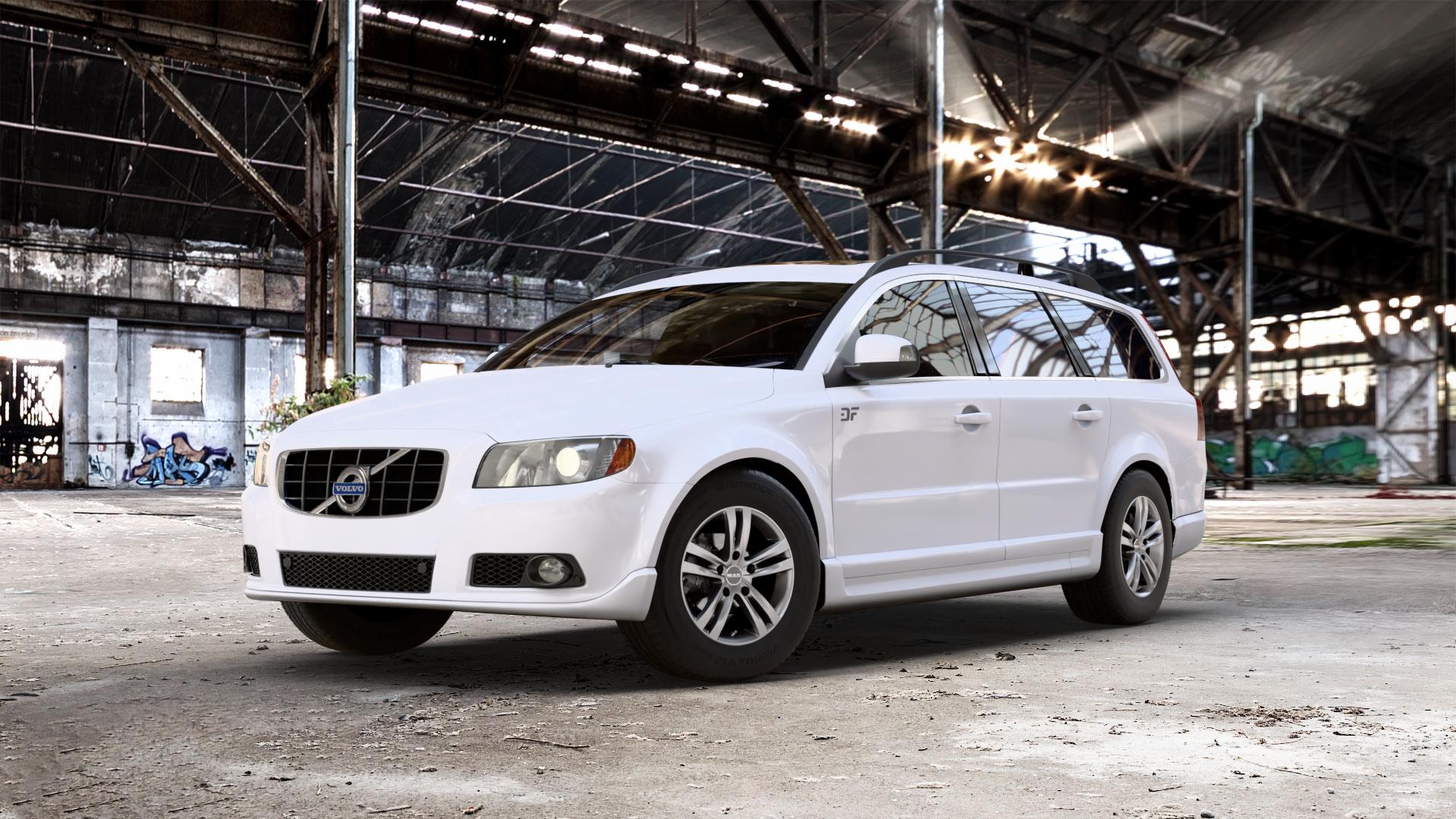 MAK Zenith Light Titan Felge mit Reifen grau/silber in 15Zoll Winterfelge Alufelge auf weissem Volvo V70 III Typ B 2,0l 107kW (145 PS) D 100kW (136 1,6l T4 132kW (179 T 149kW (203 D3 120kW (163 DRIVe 80kW (109 84kW (114 D4 133kW (181 ⬇️ mit 15mm Tieferlegung ⬇️ Old Industrial Hall_max_5300mm_2024 Frontansicht_1