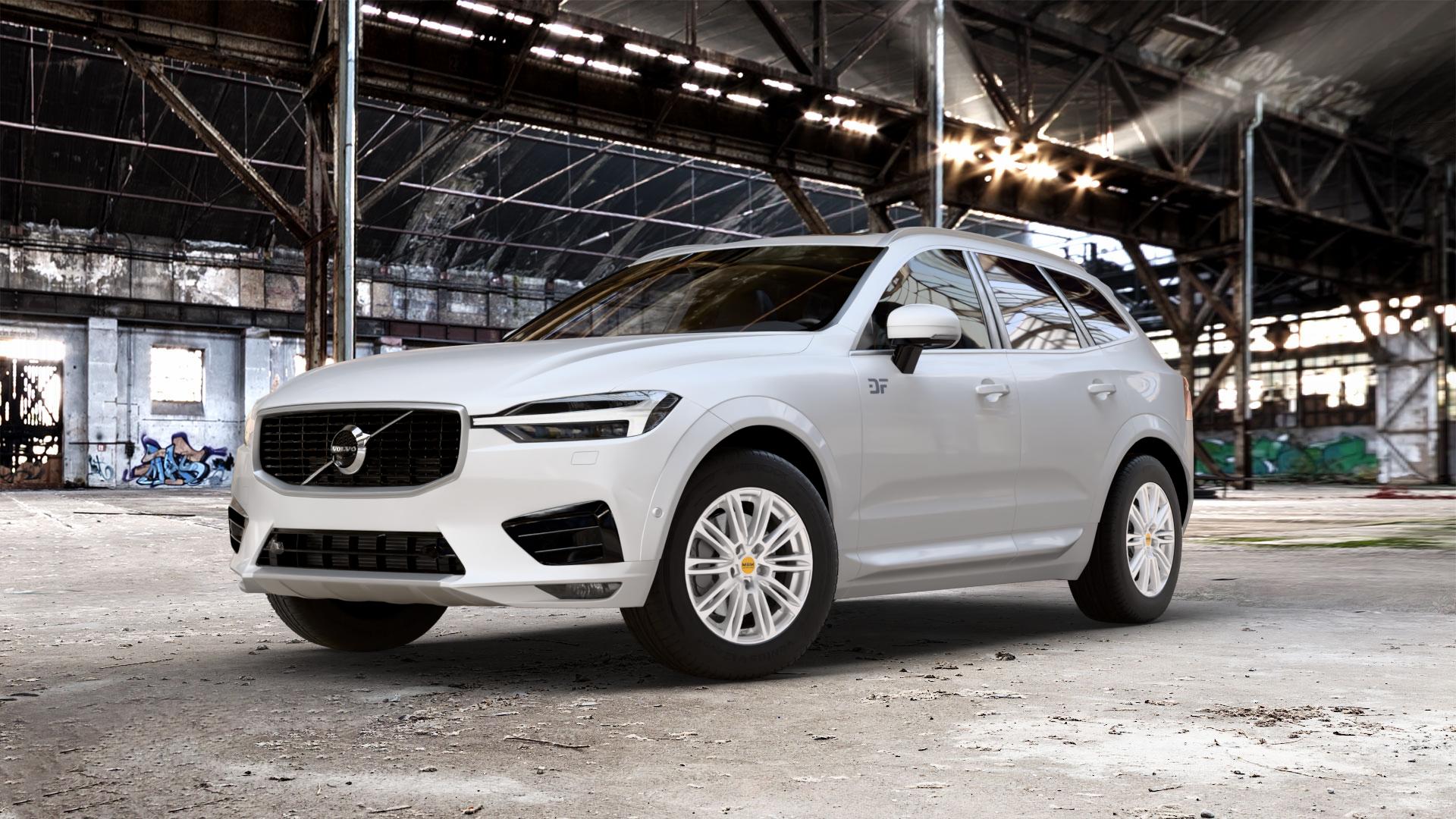 MAM A4 SILVER PAINTED Felge mit Reifen silber in 17Zoll Winterfelge Alufelge auf weissem Volvo XC60 Typ U ⬇️ mit 15mm Tieferlegung ⬇️ Old Industrial Hall_max_5300mm_2024 Frontansicht_1