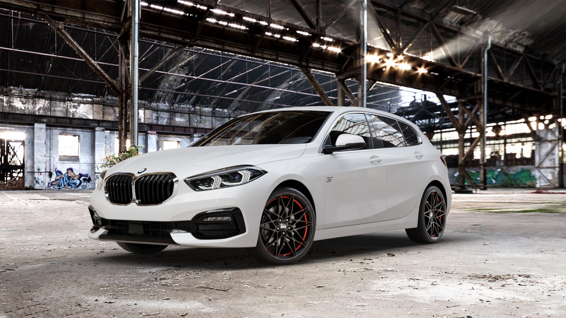MAM B2 BRONZE RED INSIDE Felge mit Reifen rot in 19Zoll Winterfelge Alufelge auf weissem BMW 1 M135i xDrive Typ F40 2,0l 225kW (306 PS) 116d 1,5l 85kW (116 118d 110kW (150 100kW (136 118i 103kW (140 120d 140kW (190 116i 80kW (109 120i 131kW (178 128t ⬇️ mit 15mm Tieferlegung ⬇️ Old Industrial Hall_max_5300mm_2024 Frontansicht_1