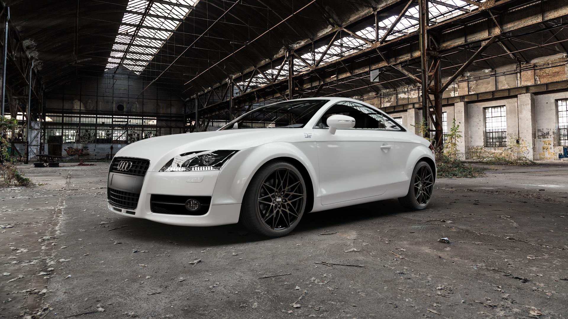 MAM B2 MATT BLACK BRONZE Felge mit Reifen schwarz in 19Zoll Winterfelge Alufelge auf weissem Audi TT II Typ 8J (Coupé) 2,0l TFSI 147kW (200 PS) 3,2l V6 quattro 184kW (250 1,8l 118kW (160 TDI 125kW (170 TTS 200kW (272 155kW (211 ⬇️ mit 15mm Tieferlegung ⬇️ Old Industrial Hall_max5000mm_2022 Frontansicht_1