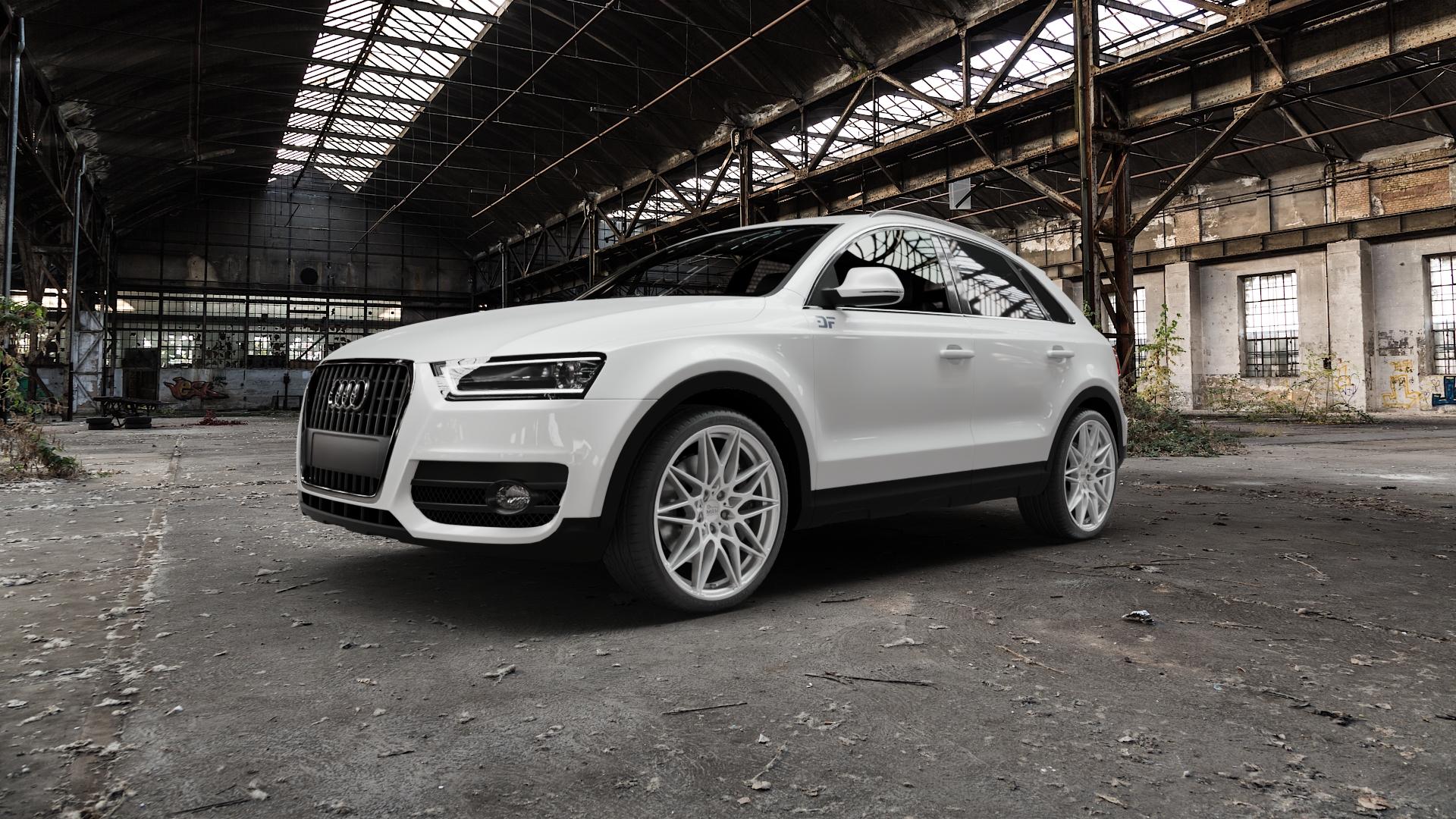 MAM B2 SILVER PAINTED Felge mit Reifen silber in 20Zoll Winterfelge Alufelge auf weissem Audi Q3 I Typ 8U ⬇️ mit 15mm Tieferlegung ⬇️ Old Industrial Hall_max5000mm_2022 Frontansicht_1