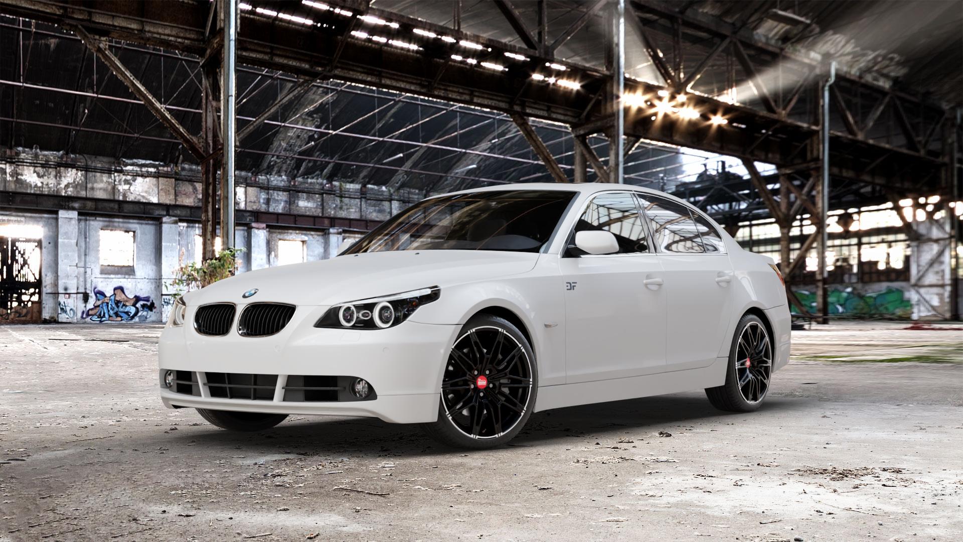 MAM B3N MATT BLACK LIP POLISH Felge mit Reifen schwarz mehrfarbig in 19Zoll Winterfelge Alufelge auf weissem BMW 520i Typ E60 (Limousine) 525i 530i 530d 525d M5 535d 545i 523i 540i 550i 520d 525xd 530xd 530xi 525xi 5er Limousine (560L, 560X) ⬇️ mit 15mm Tieferlegung ⬇️ Old Industrial Hall_max_5300mm_2024 Frontansicht_1