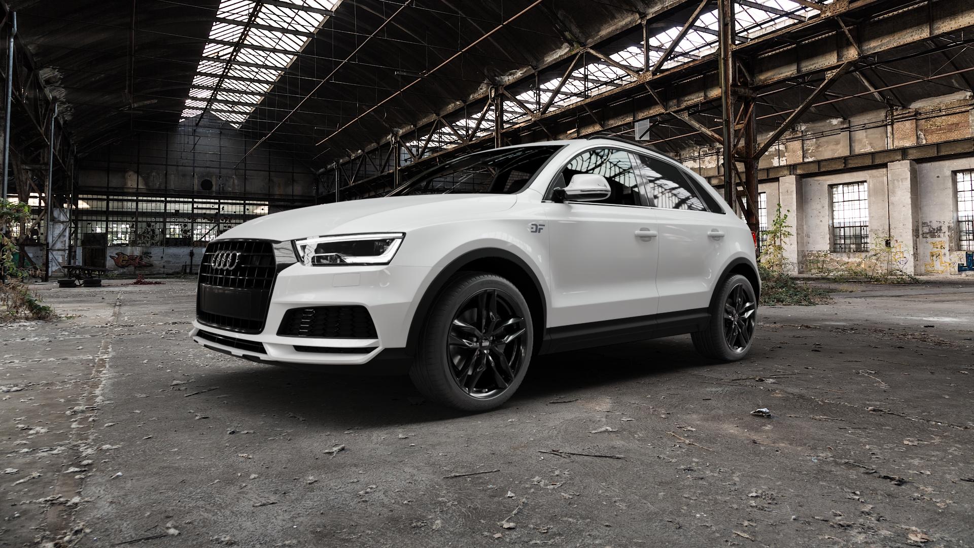 MAM RS3 BLACK PAINTED Felge mit Reifen schwarz in 19Zoll Winterfelge Alufelge auf weissem Audi Q3 I Typ 8U Facelift ⬇️ mit 15mm Tieferlegung ⬇️ Old Industrial Hall_max5000mm_2022 Frontansicht_1