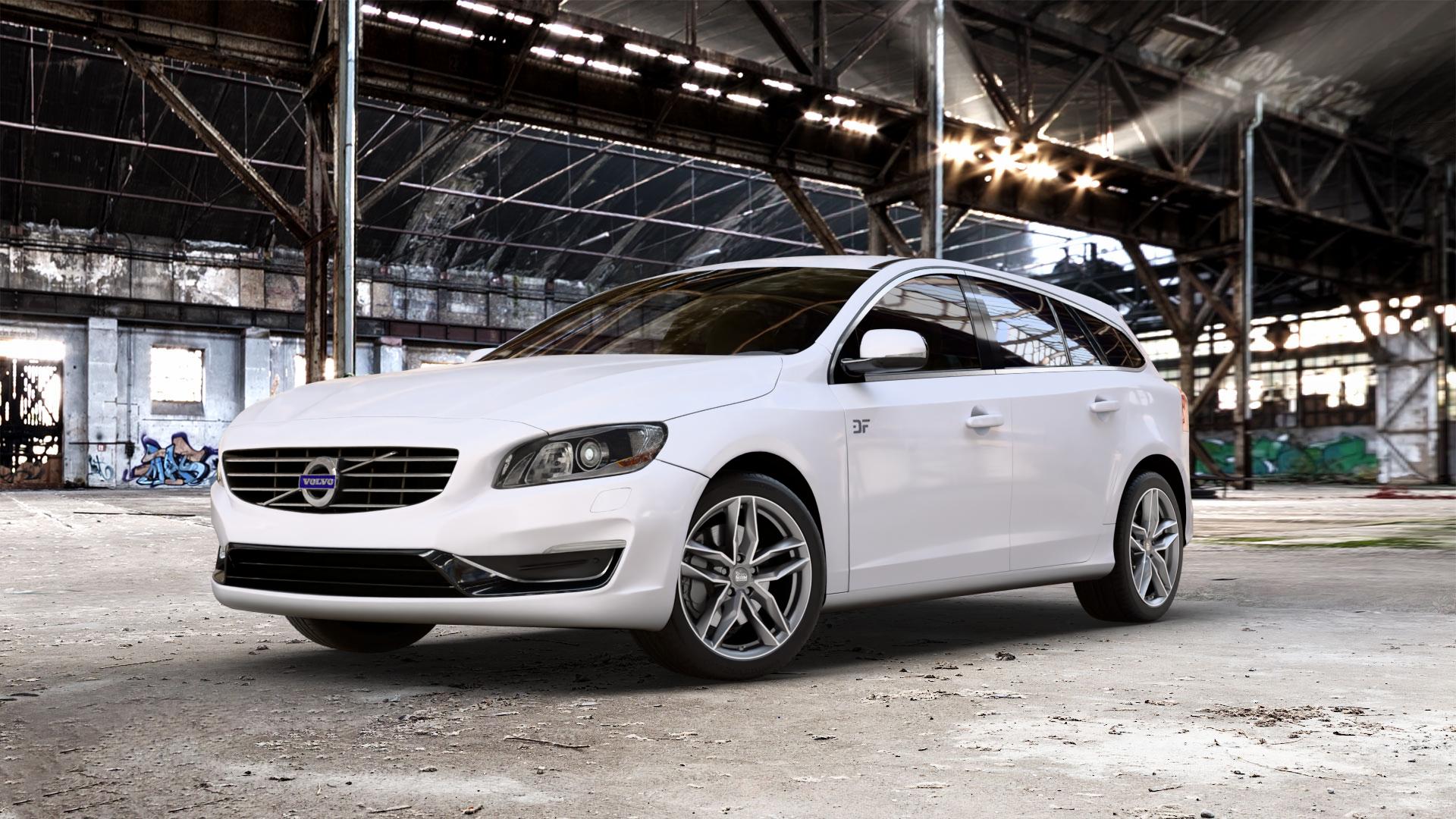 MAM RS3 MATT PALLADIUM FRONT POLISH Felge mit Reifen silber mehrfarbig anthrazit in 18Zoll Winterfelge Alufelge auf weissem Volvo V60 Typ G ⬇️ mit 15mm Tieferlegung ⬇️ Old Industrial Hall_max_5300mm_2024 Frontansicht_1