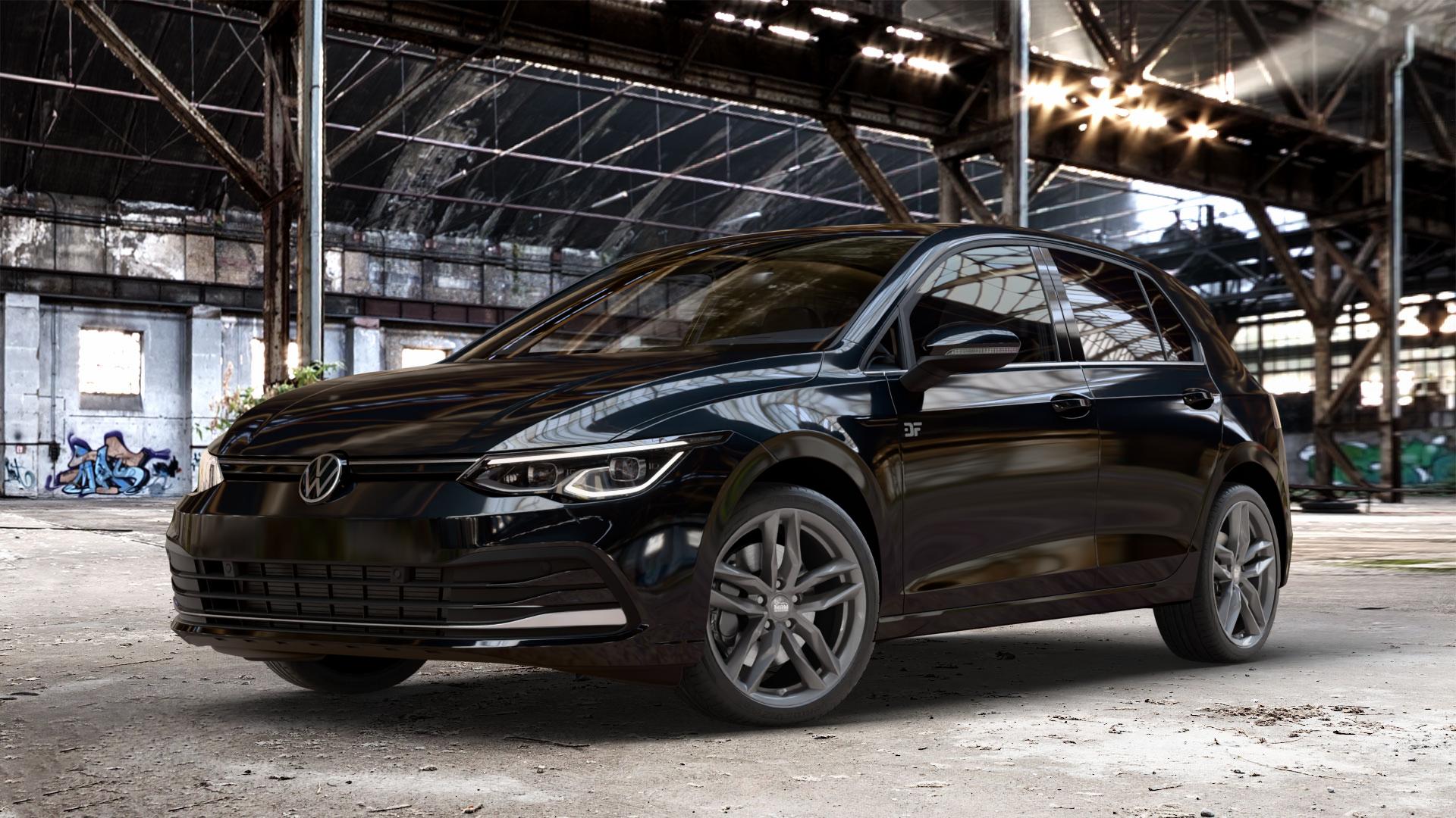 MAM RS3 PALLADIUM PAINTED Felge mit Reifen anthrazit in 18Zoll Winterfelge Alufelge auf metallic schwarzem Volkswagen (VW) Golf 8 1,5l TSI 96kW (131 PS) 110kW (150 2,0l TDI 85kW (116 Mild-Hybrid 1,0l 81kW (110 66kW (90 1,4l Hybrid TGI 4Motion 140kW (190 ⬇️ mit 15mm Tieferlegung ⬇️ Old Industrial Hall_max_4400mm_2024 Frontansicht_1