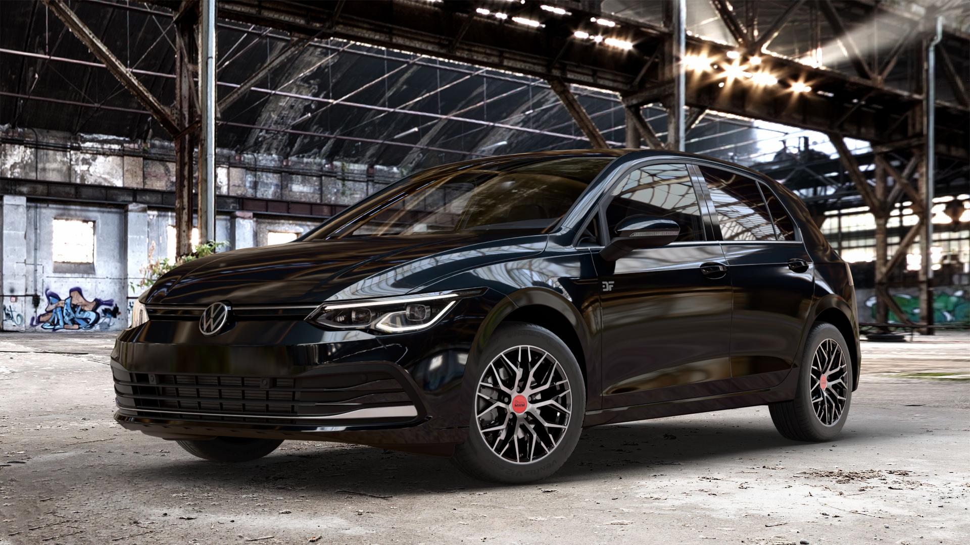 MAM RS4 BLACK FRONT POLISH Felge mit Reifen schwarz in 16Zoll Winterfelge Alufelge auf metallic schwarzem Volkswagen (VW) Golf 8 1,5l TSI 96kW (131 PS) 110kW (150 2,0l TDI 85kW (116 Mild-Hybrid 1,0l 81kW (110 66kW (90 1,4l Hybrid TGI 4Motion 140kW (190 ⬇️ mit 15mm Tieferlegung ⬇️ Old Industrial Hall_max_4400mm_2024 Frontansicht_1