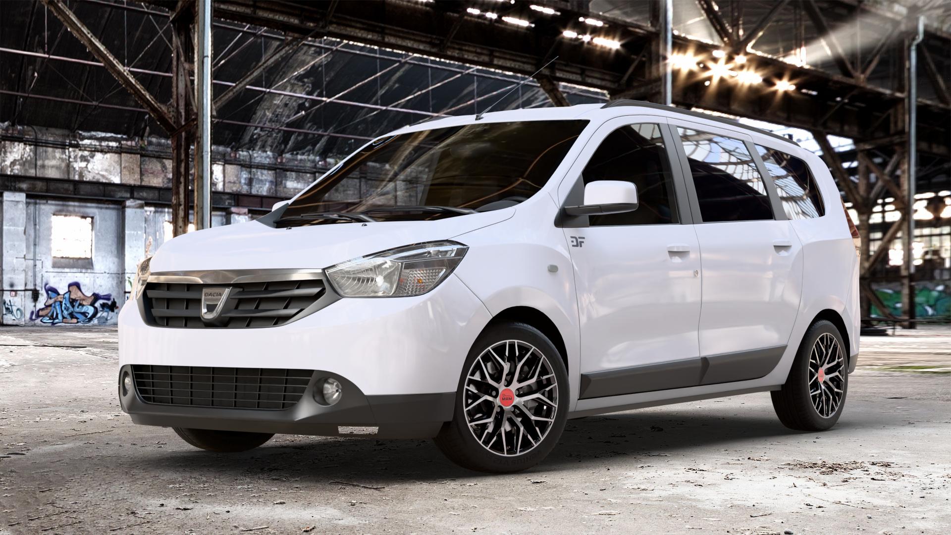 MAM RS4 BLACK FRONT POLISH Felge mit Reifen schwarz in 16Zoll Winterfelge Alufelge auf weissem Dacia Lodgy Typ SD 1,6l MPI 61kW (83 PS) 1,2l TCe 85kW (116 1,5l dCi 66kW (90 79kW (107 80kW (109 75kW (102 LPG ⬇️ mit 15mm Tieferlegung ⬇️ Old Industrial Hall_max_4400mm_2024 Frontansicht_1