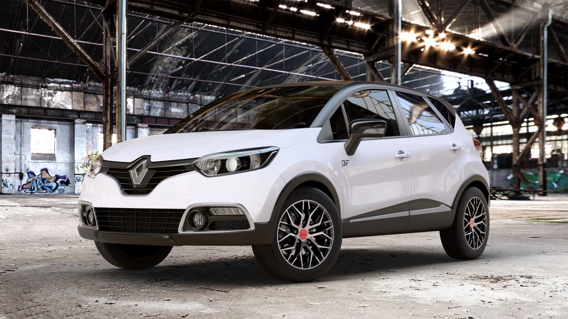 MAM RS4 BLACK FRONT POLISH Felge mit Reifen schwarz in 16Zoll Winterfelge Alufelge auf weissem Renault Captur Typ R 0,9l TCe 90 66kW (90 PS) 1,2l 120 EDC 88kW (120 1,5l dCi 110 81kW (110 87kW (118 ⬇️ mit 15mm Tieferlegung ⬇️ Old Industrial Hall_max_4400mm_2024 Frontansicht_1